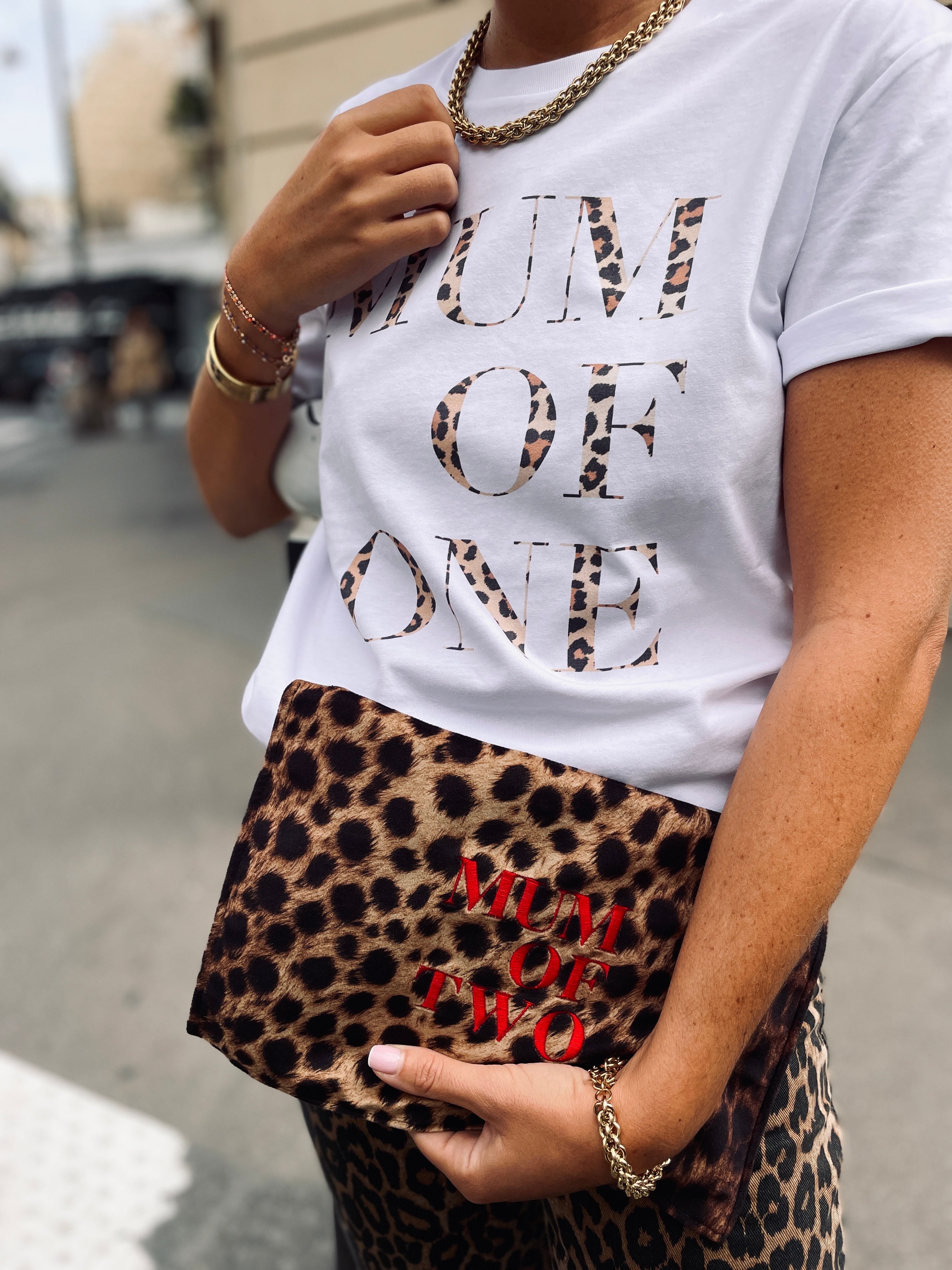 MUM OF red LEOPARD clutch