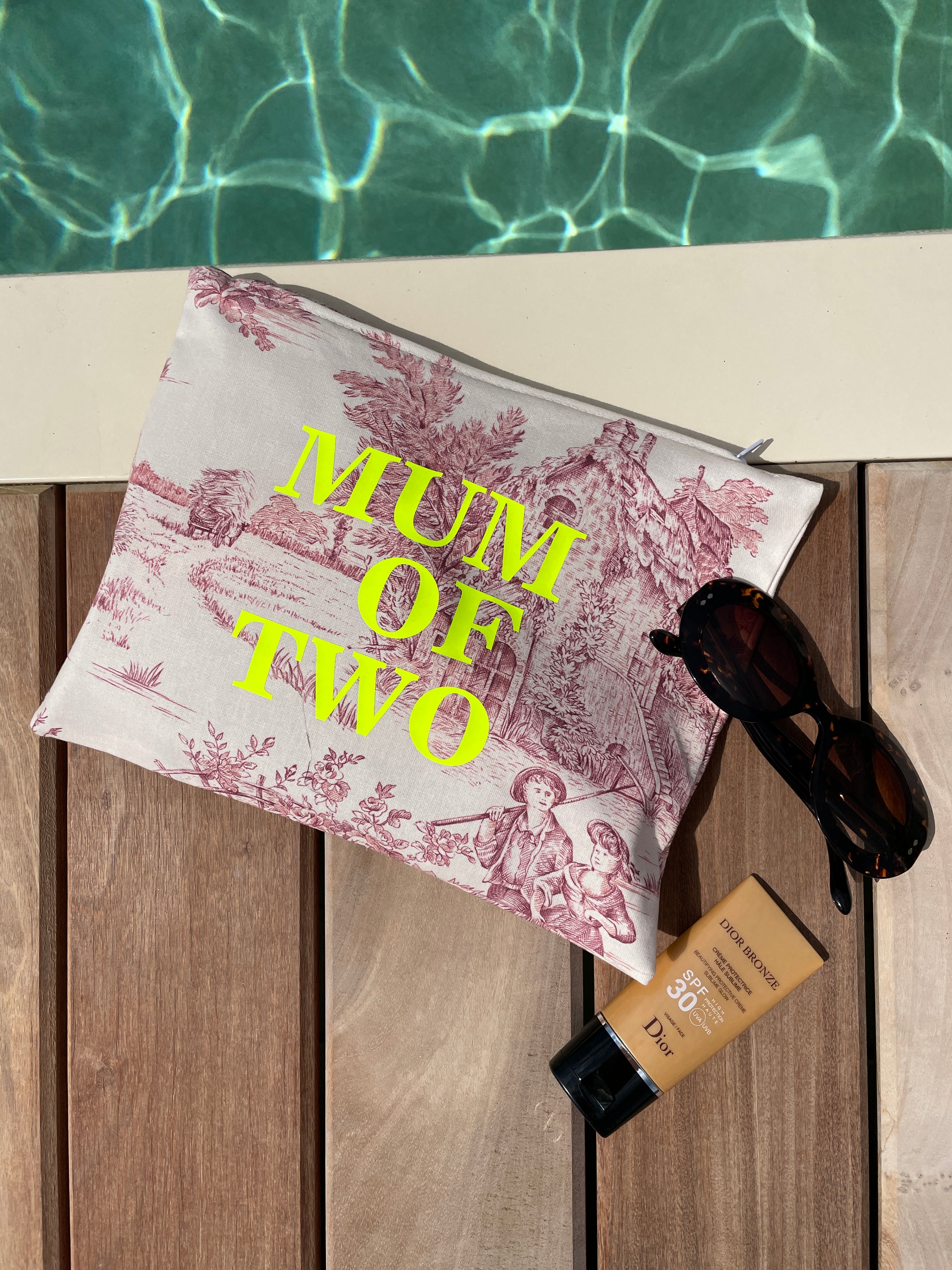 MUM OF PINK & FLUORESCENT YELLOW pouch