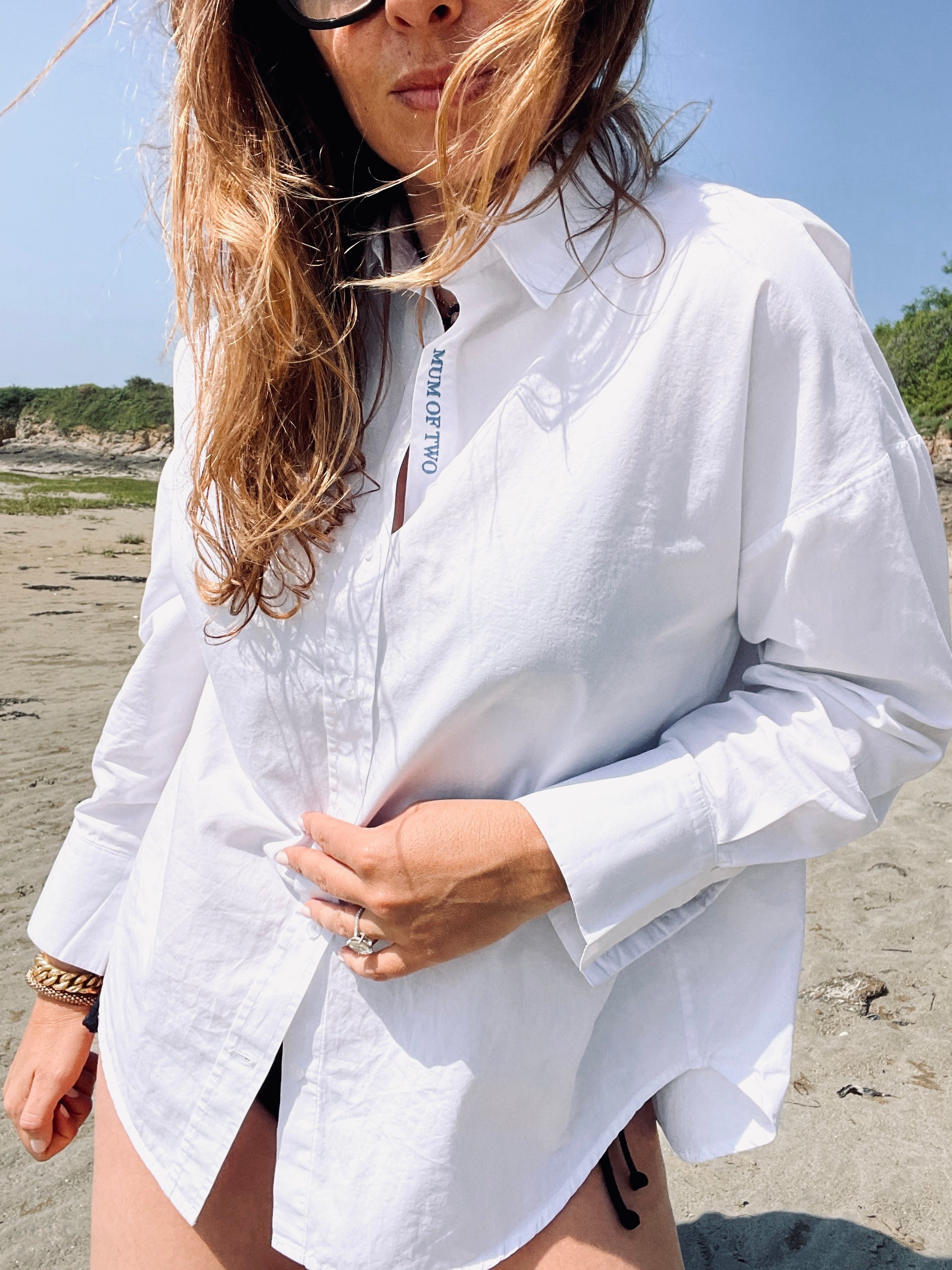 MUM OF JEANS BLUE EMBROIDERED SHIRT