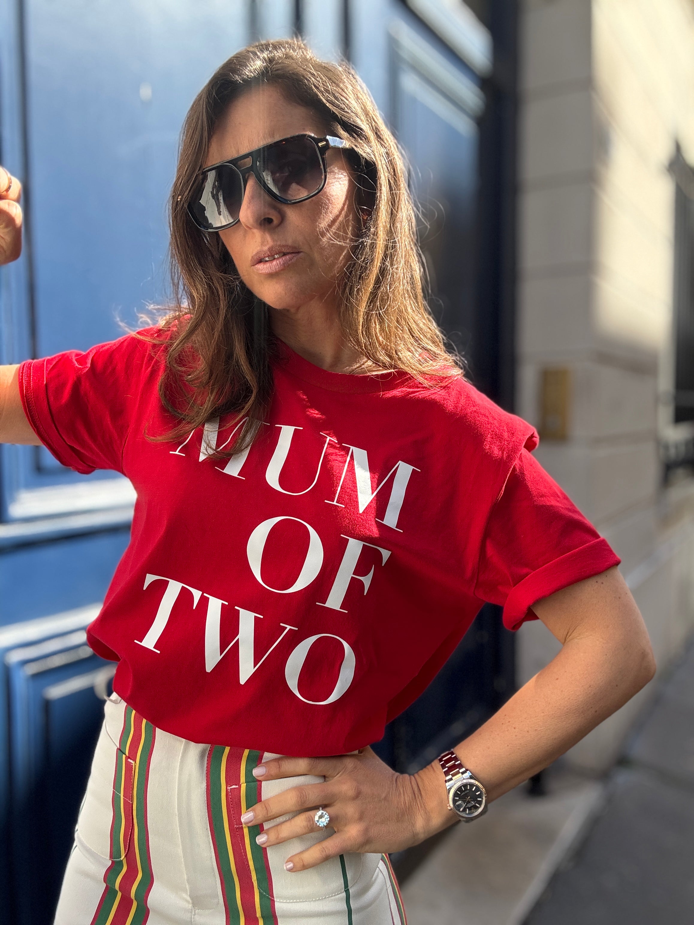 T-SHIRT ROUGE MUM OF ONE, MUM OF TWO, THREE, FOUR…