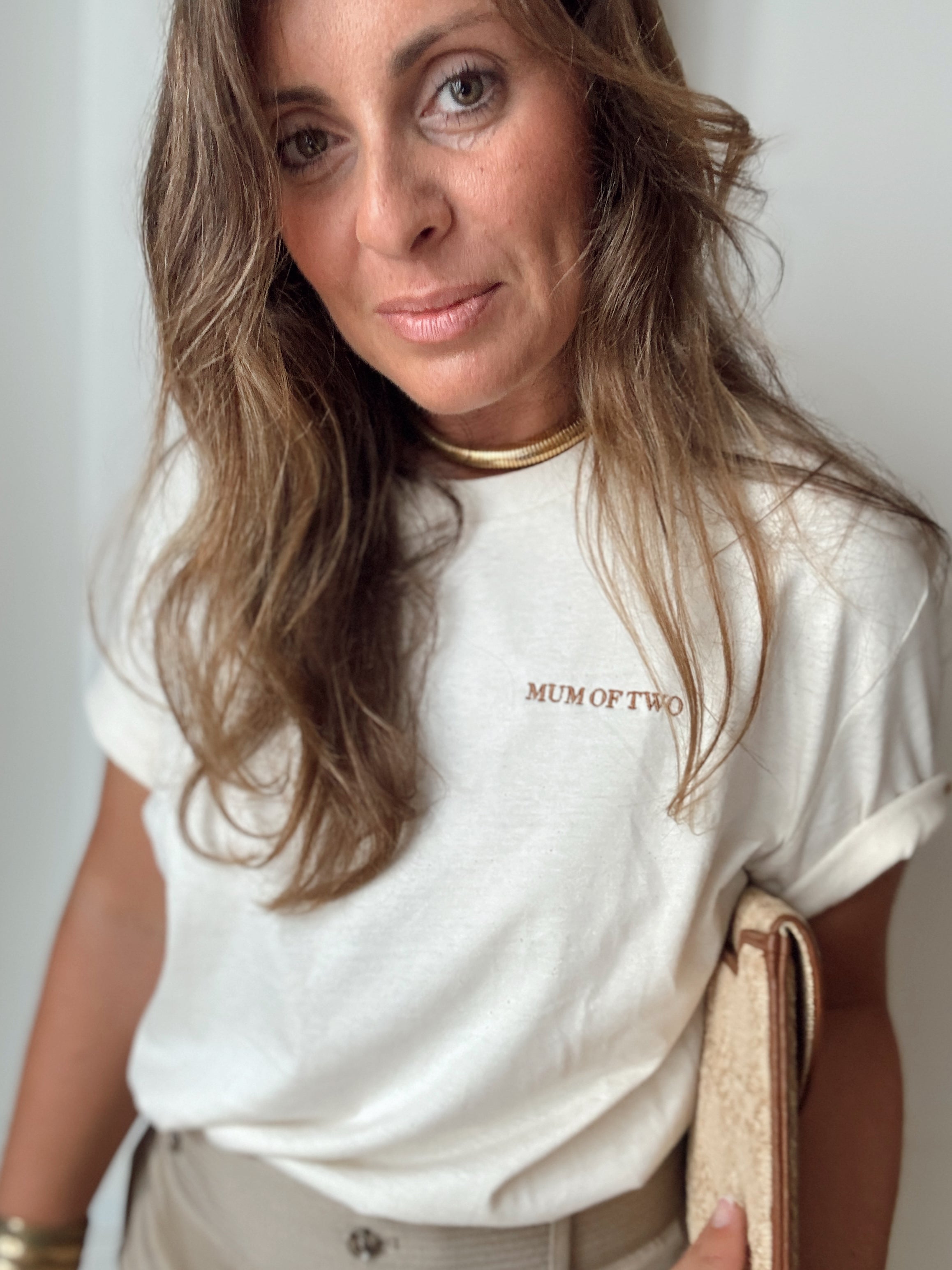 T-SHIRT ÉCRU Brodé Camel MUM OF ONE, TWO, THREE...