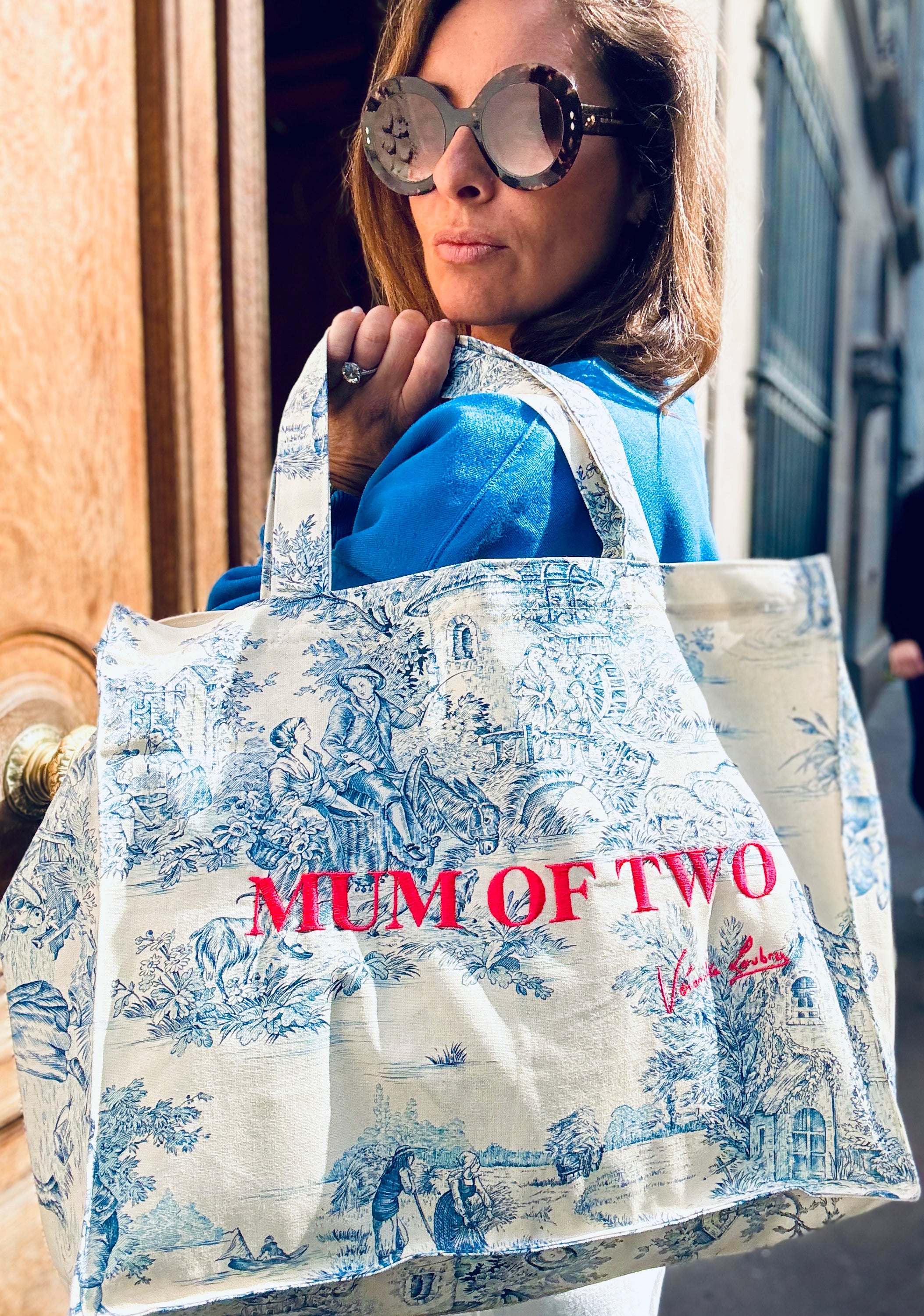 DAILY TOTE BLUE FLUO YELLOW PRINT