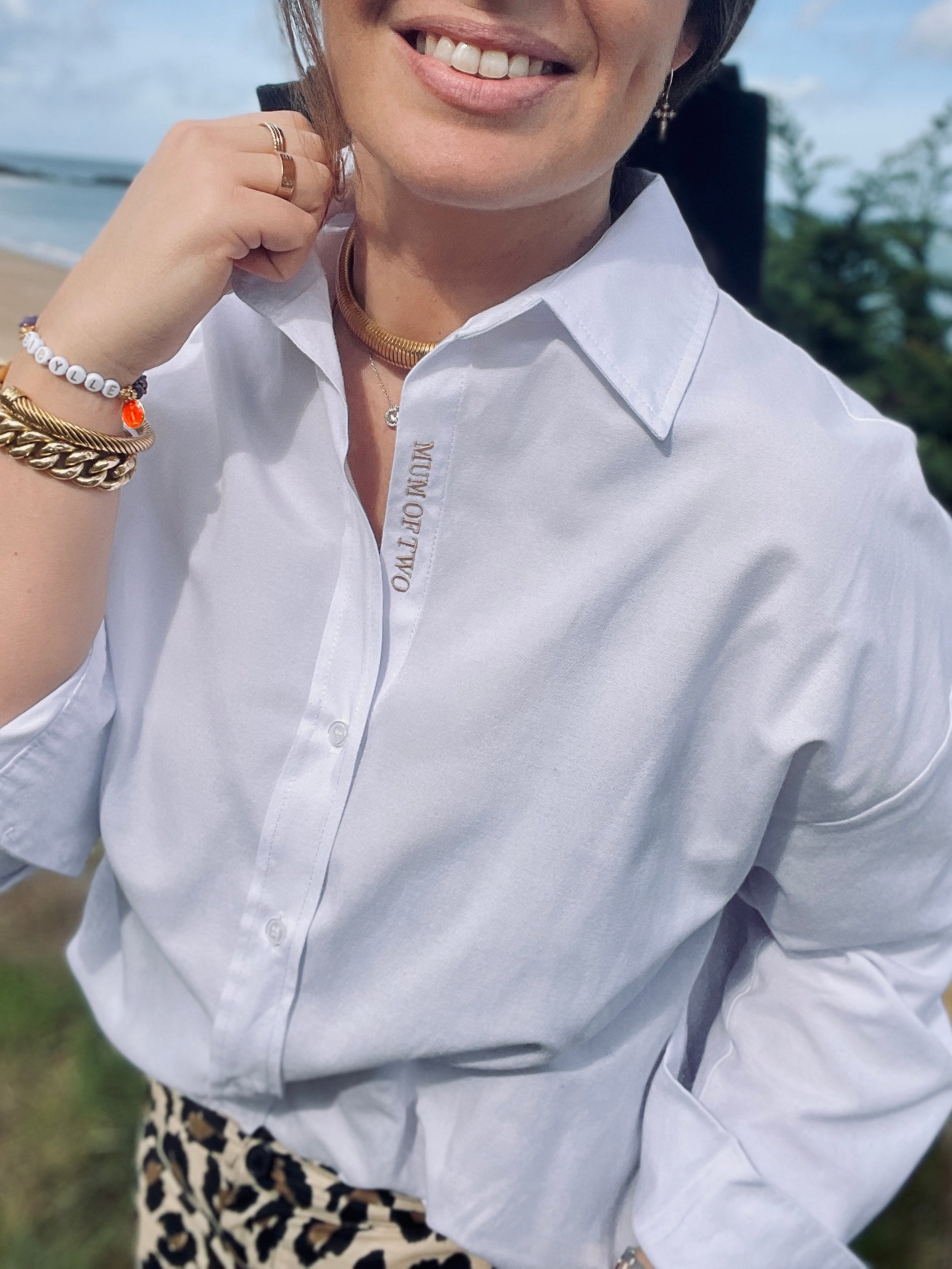 MUM OF BEIGE EMBROIDERED SHIRT