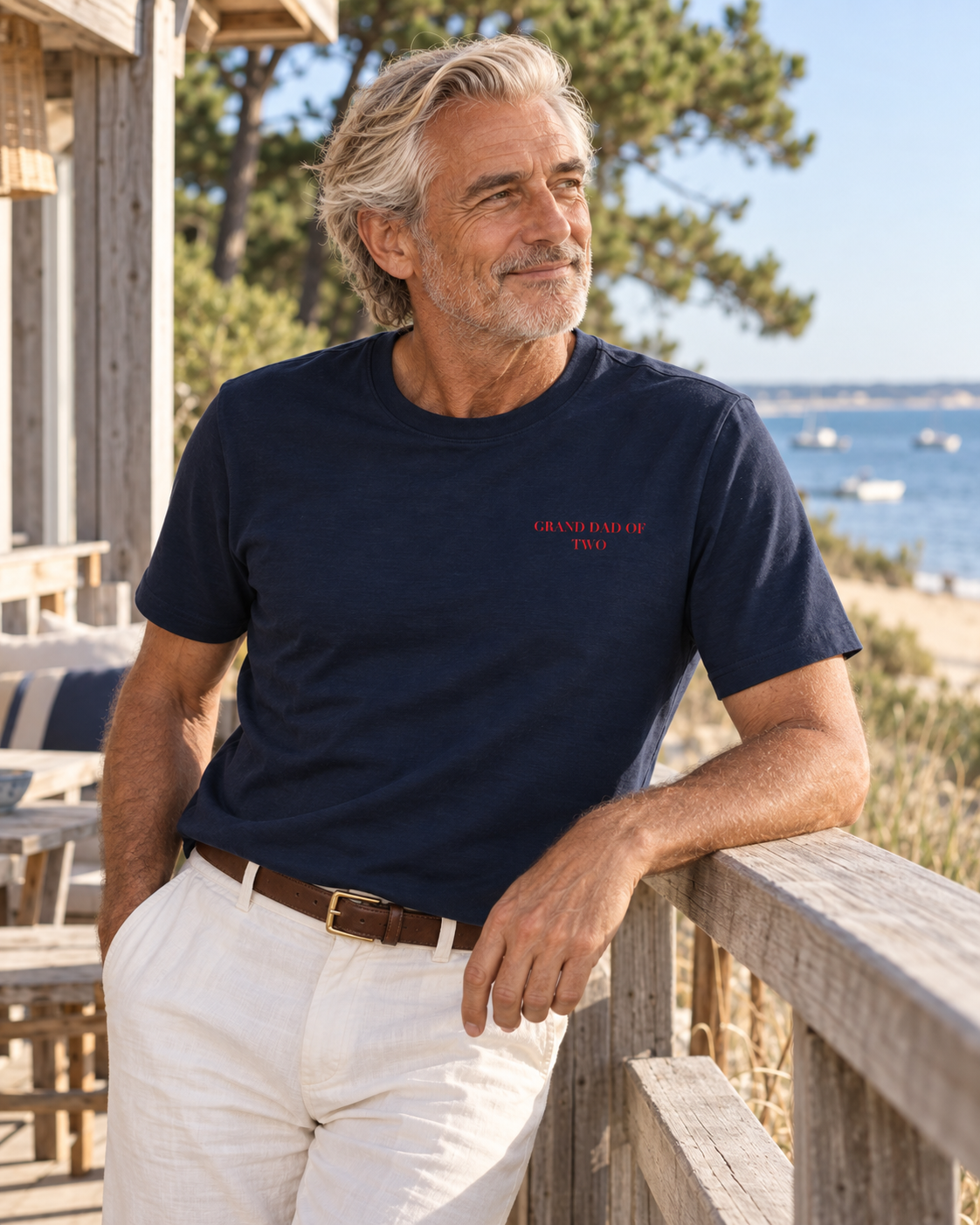 T-SHIRT BLEU MARINE BRODÉ GRAND DAD OF...