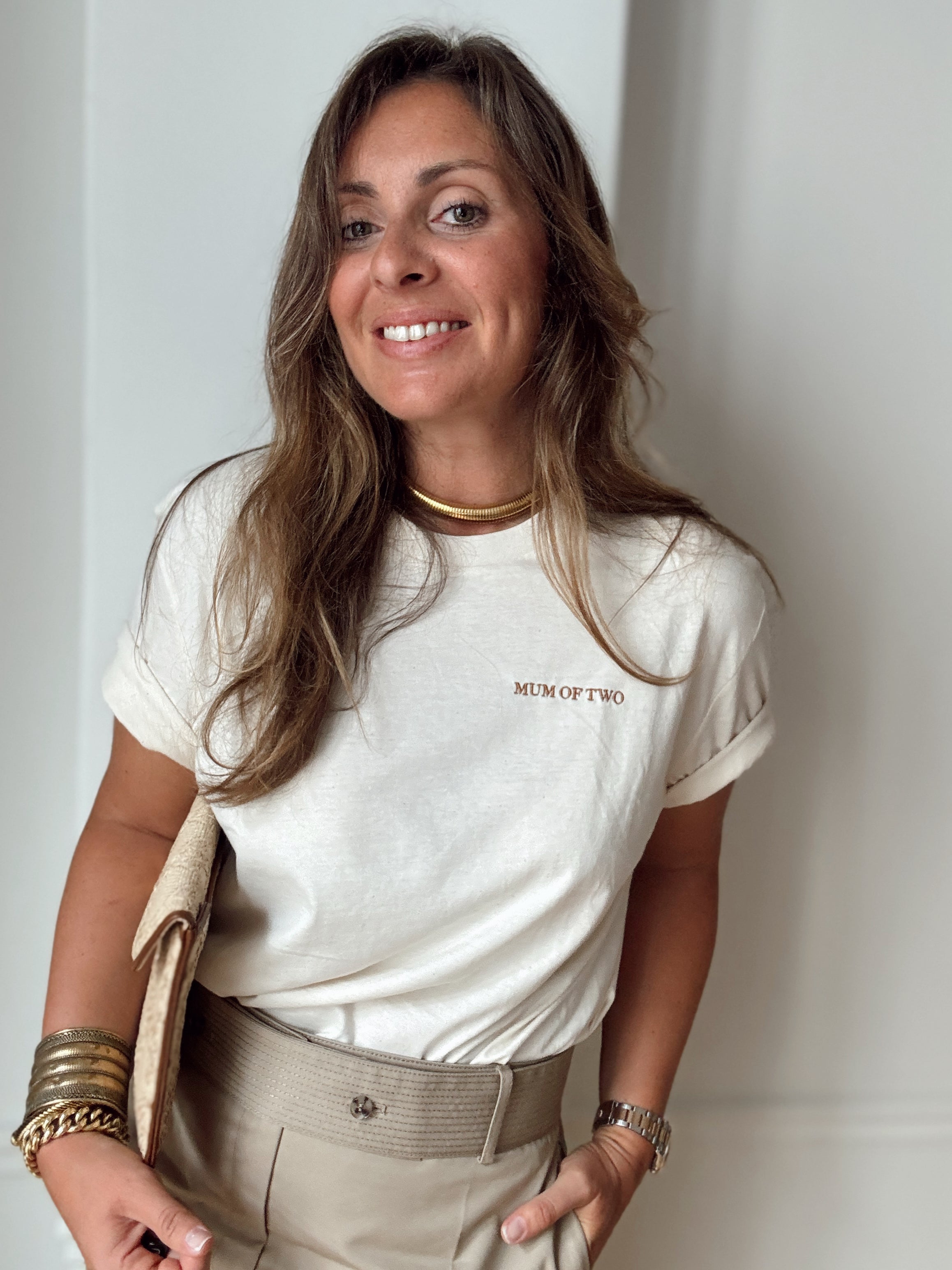 T-SHIRT ÉCRU Brodé Camel MUM OF ONE, TWO, THREE...