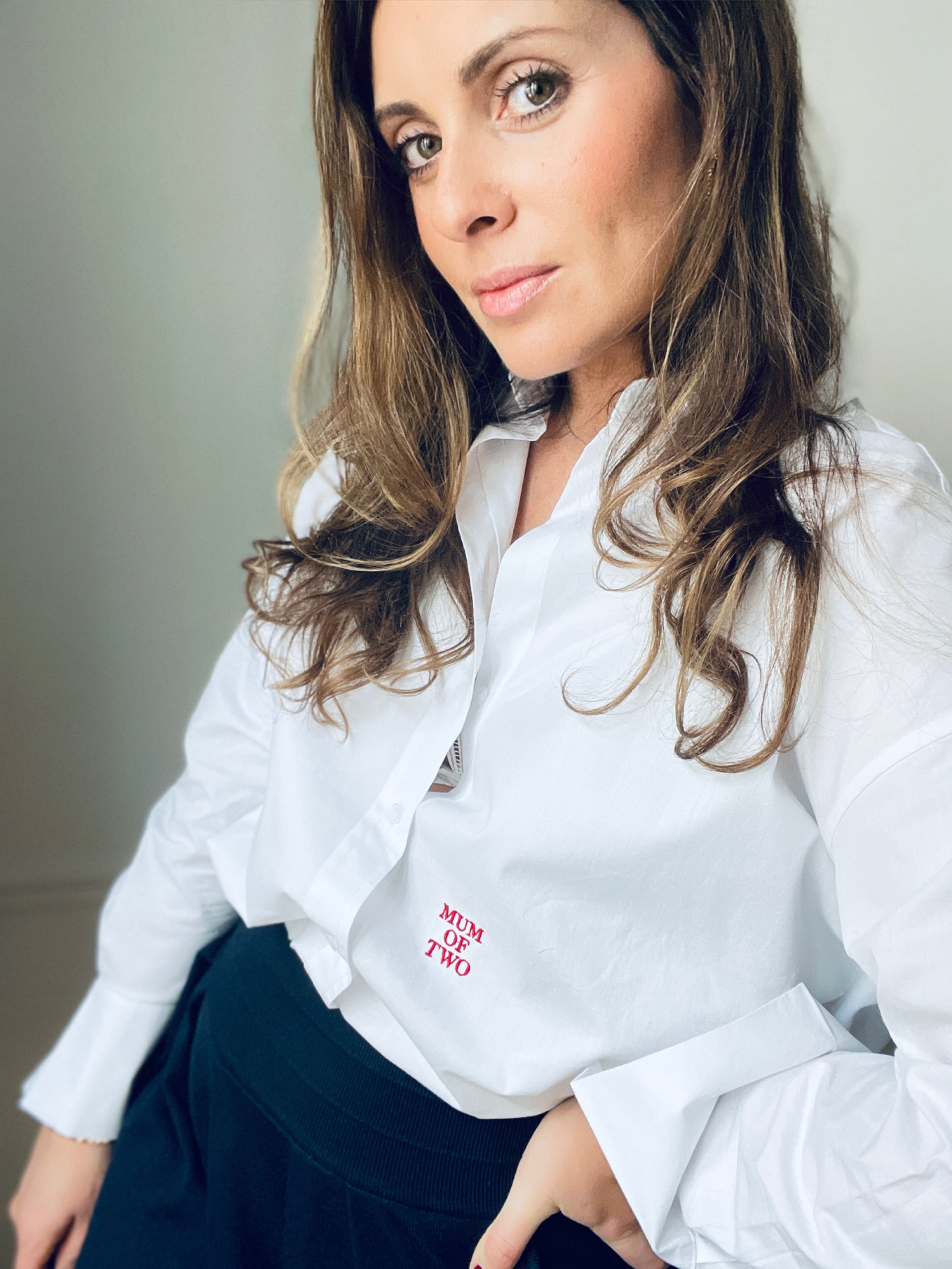 MUM OF… RED EMBROIDERED SHIRT