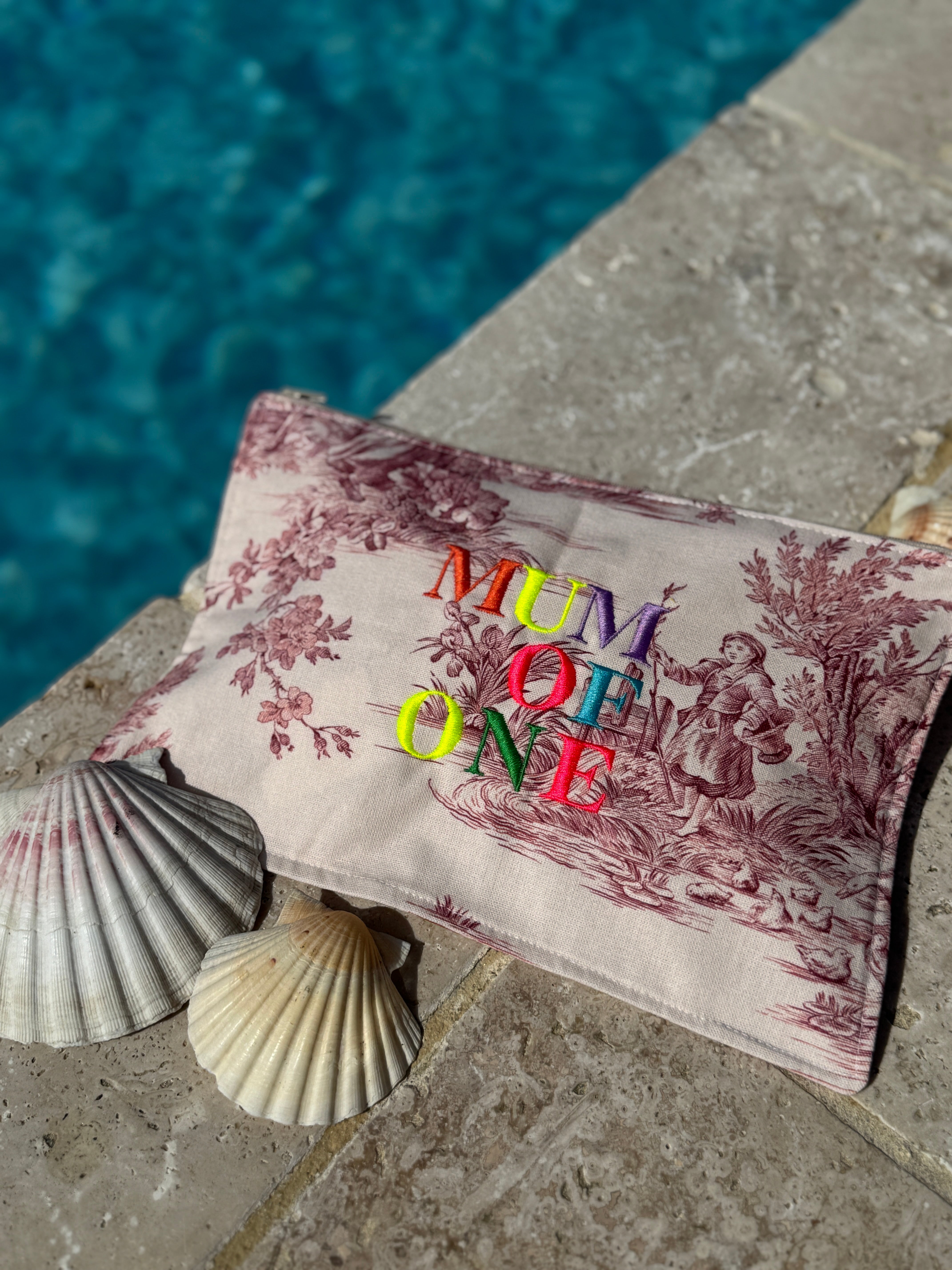 Embroidered Pink Rainbow Pouch