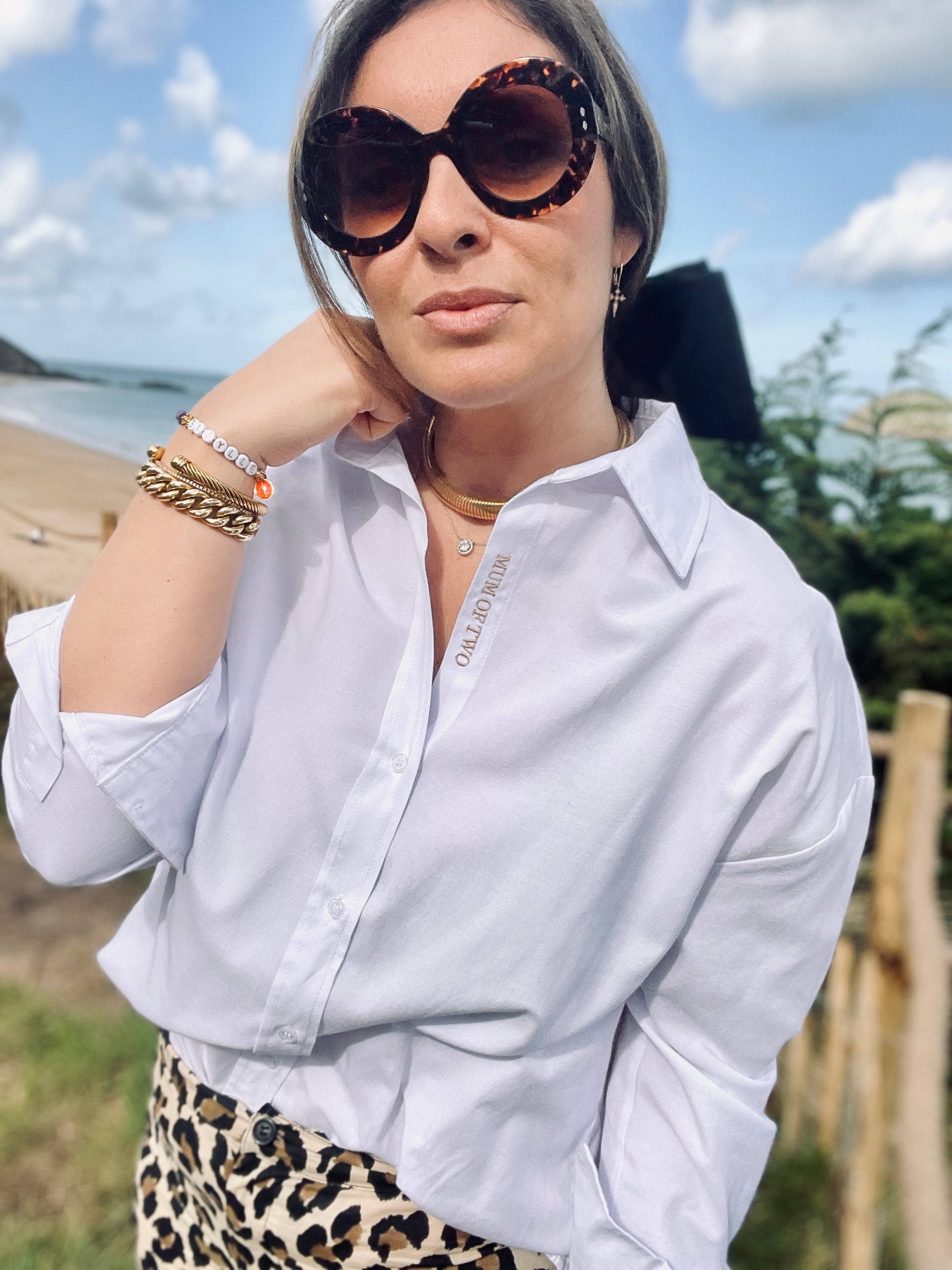 MUM OF BEIGE EMBROIDERED SHIRT