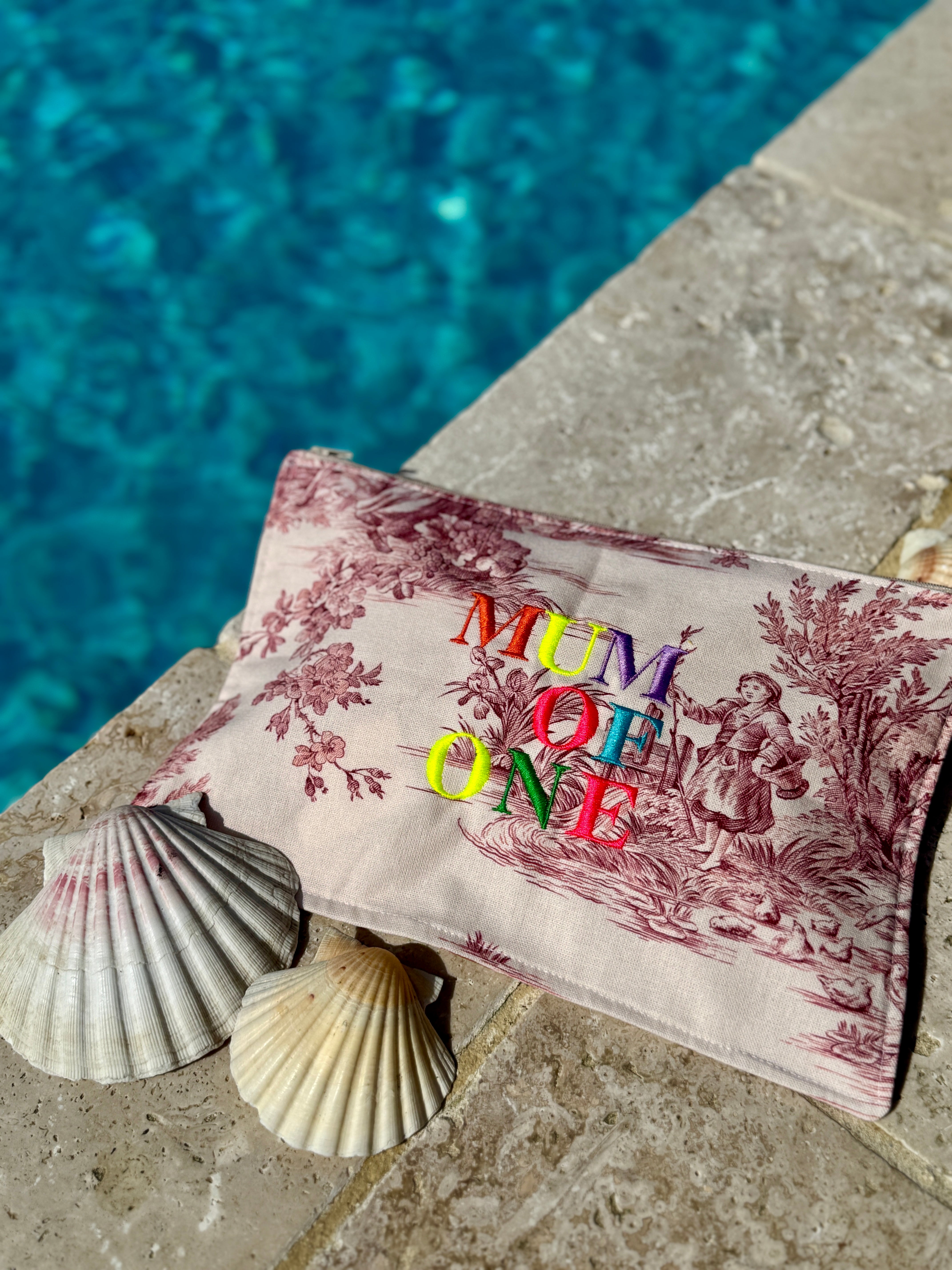 Embroidered Pink Rainbow Pouch