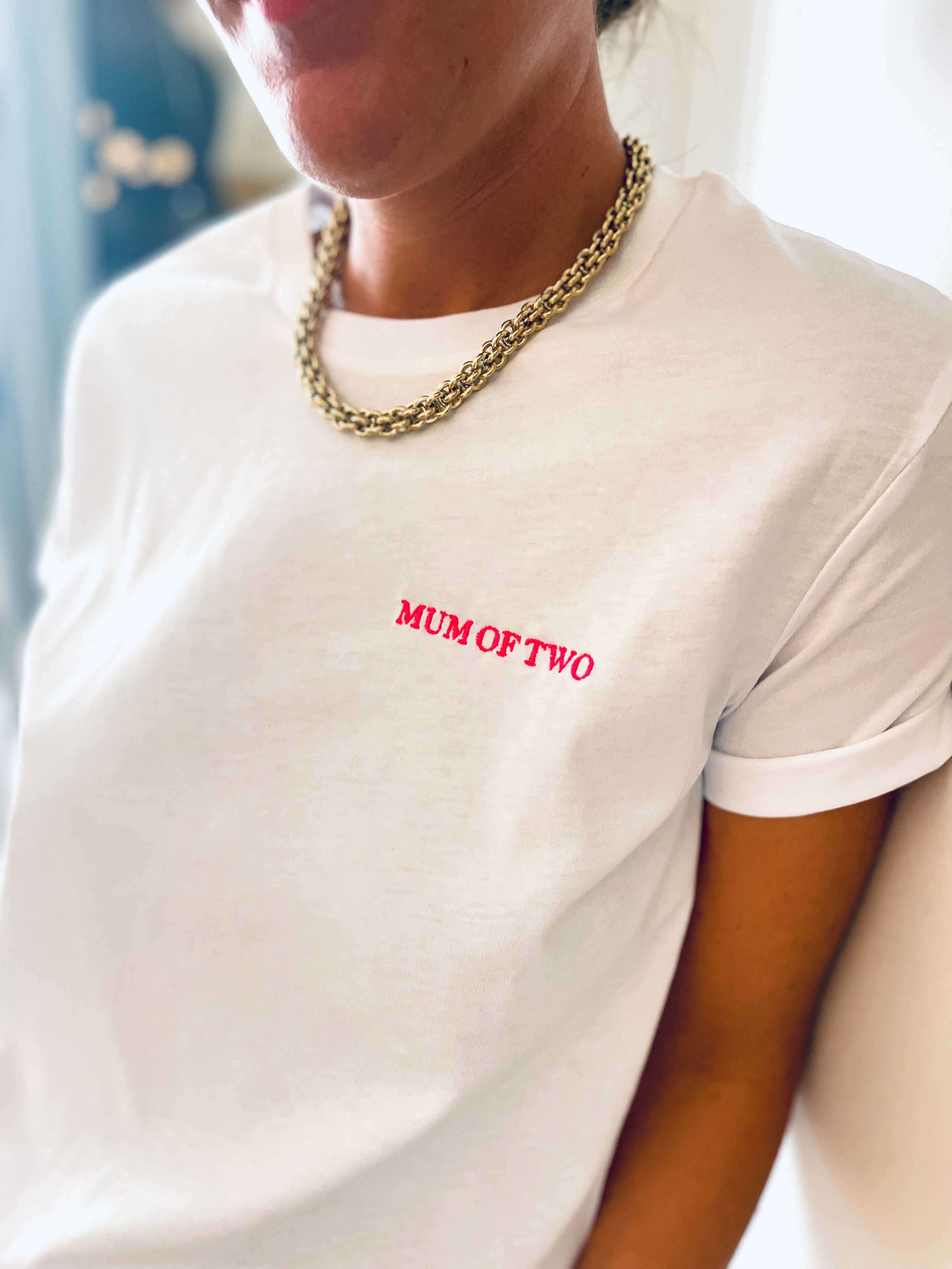 A T-Shirt MUM OF THREE Brodé Rouge