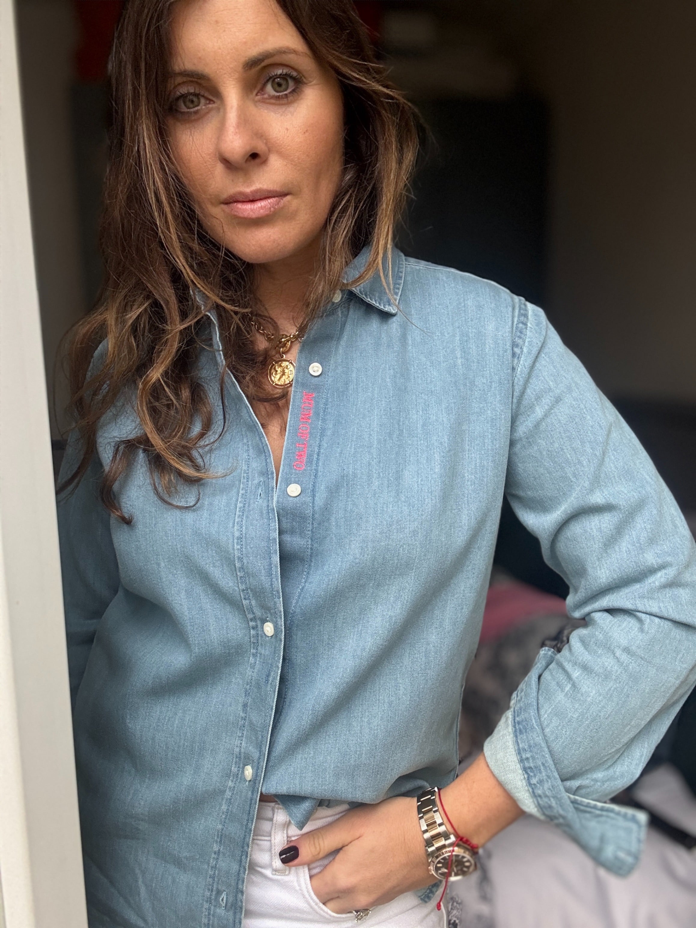 CHEMISE DENIM CLAIR BRODÉE BLEU DAD OF