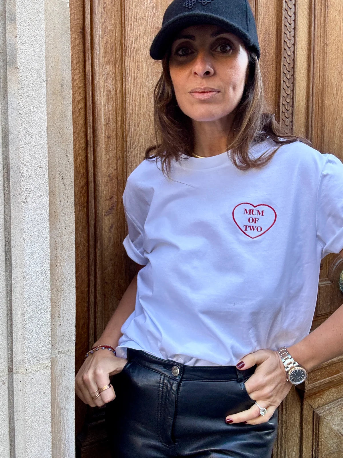 A T-Shirt MUM OF TWO Brodé Cœur