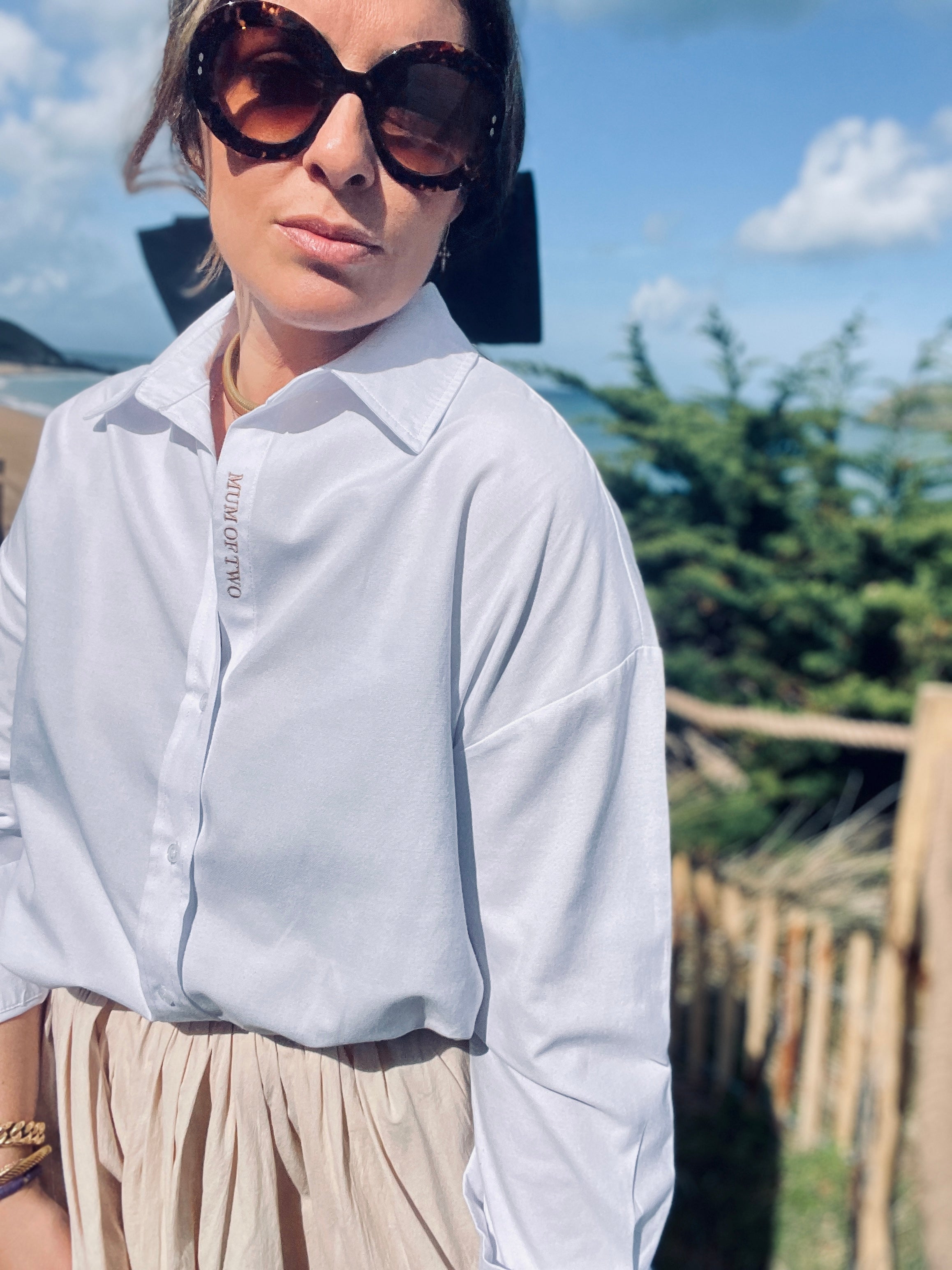 MUM OF BEIGE EMBROIDERED SHIRT