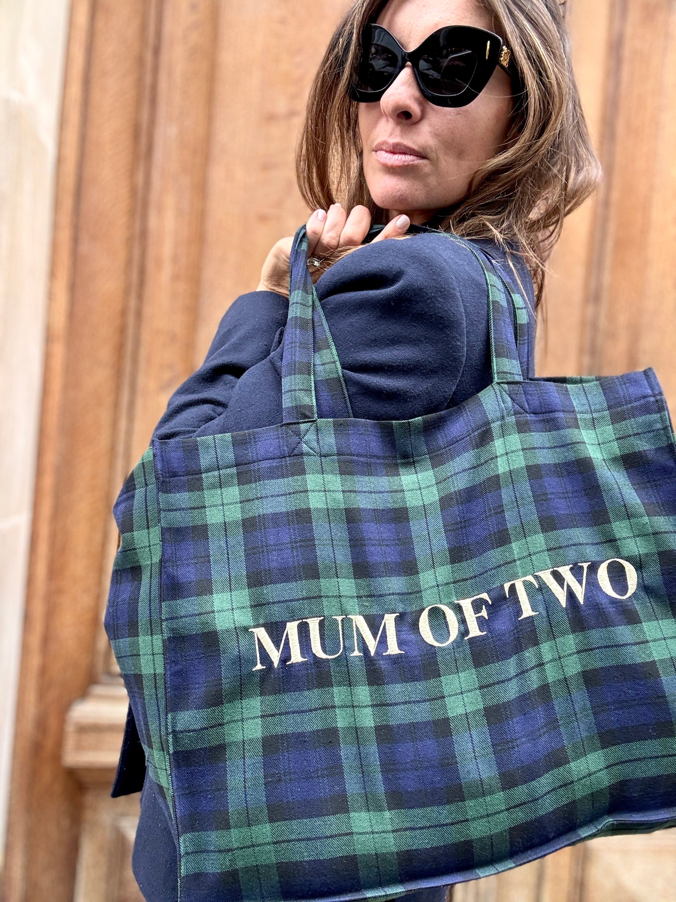 DAILY BAG TARTAN Broderie Dorée