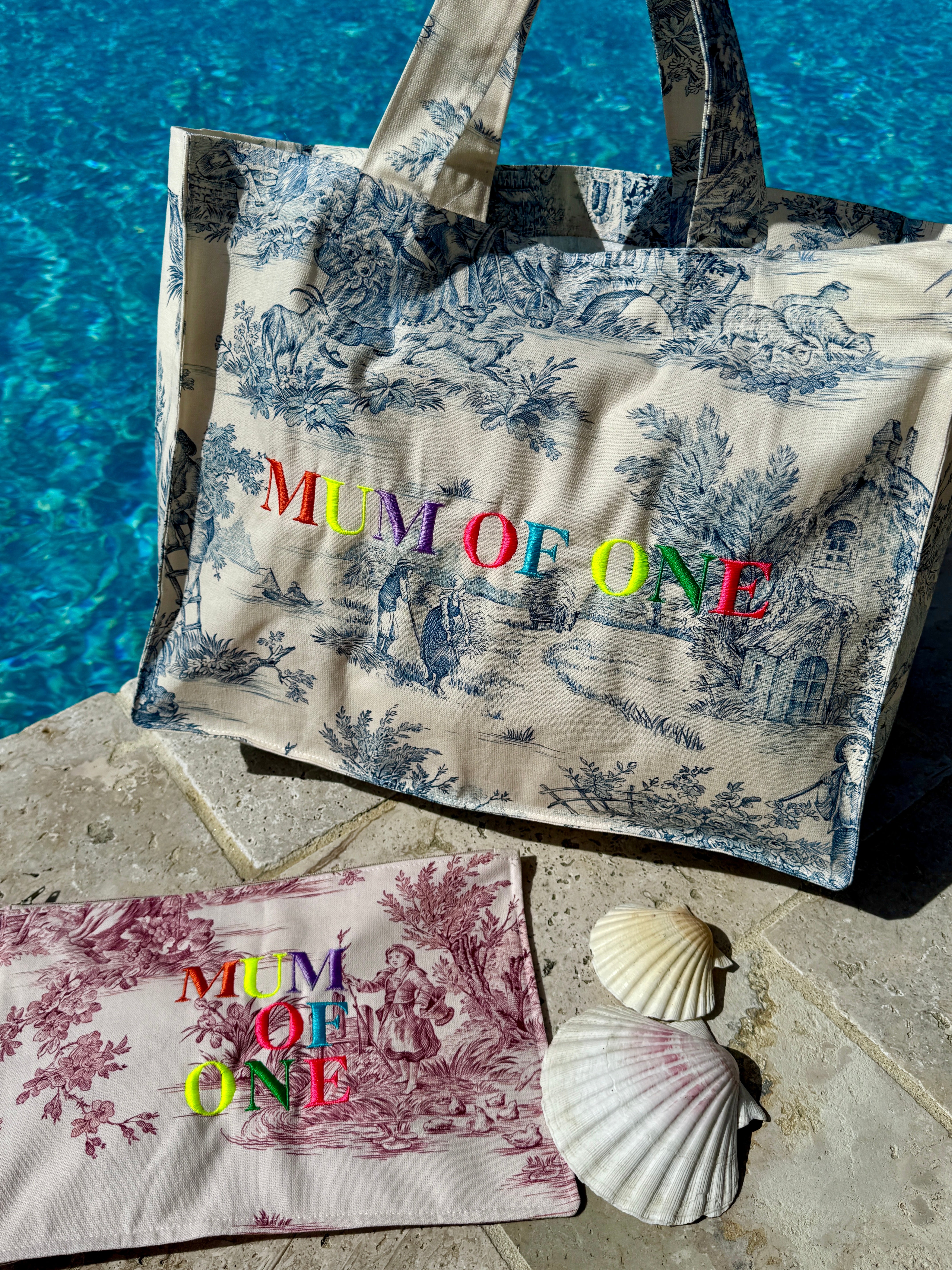 DAILY BAG BLEU BRODÉ RAINBOW