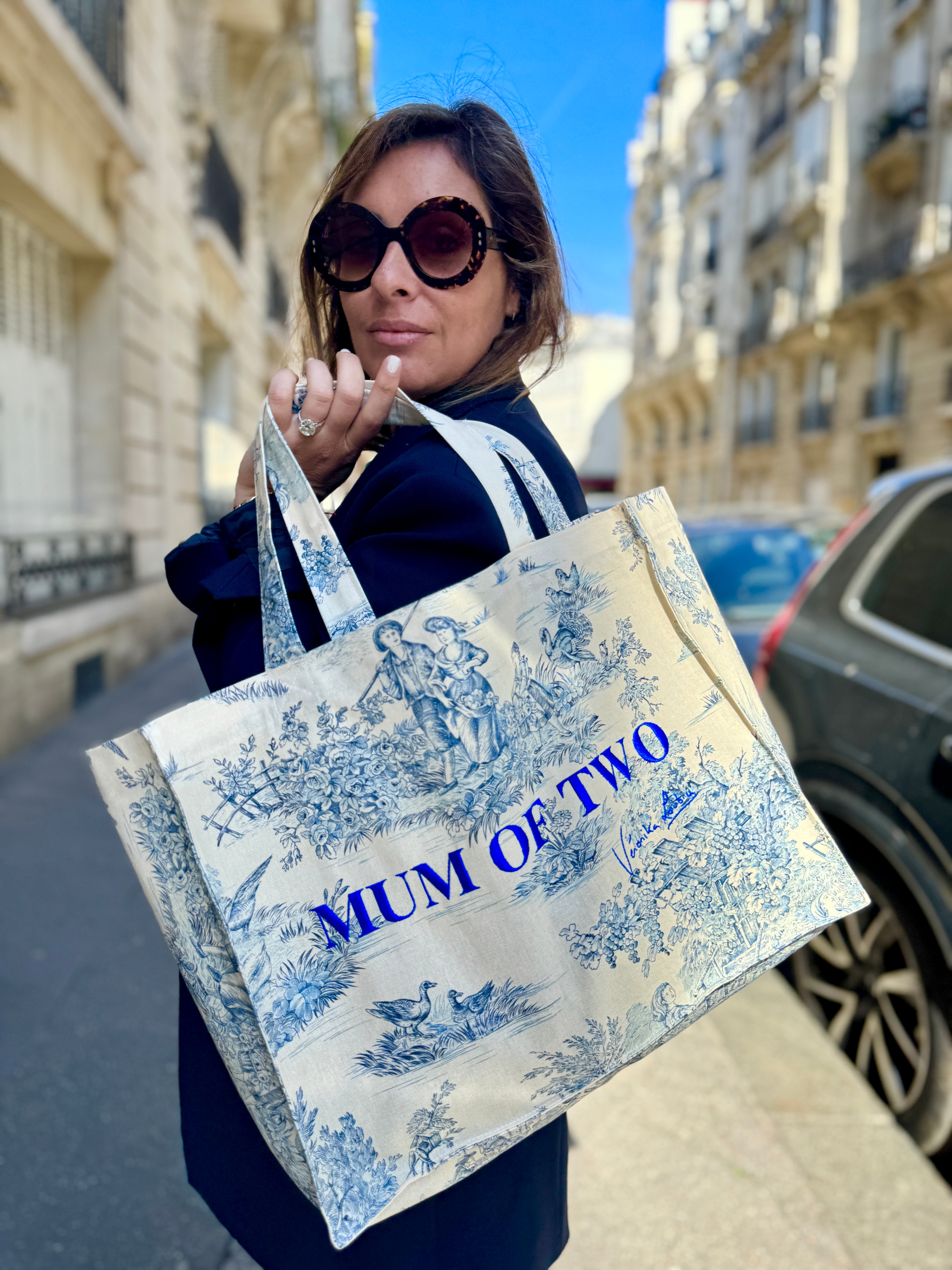CABAS VERONIKA LOUBRY X MUM OF Broderie BLEU V