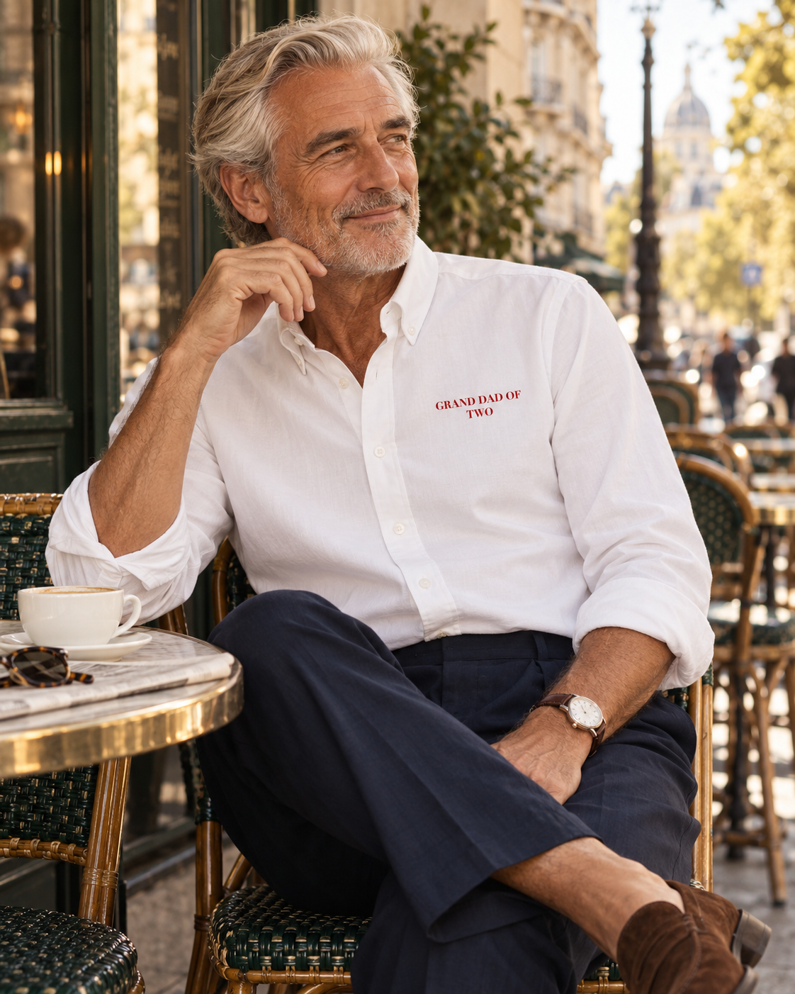 CHEMISE BLANCHE BRODÉE ROUGE GRAND DAD OF