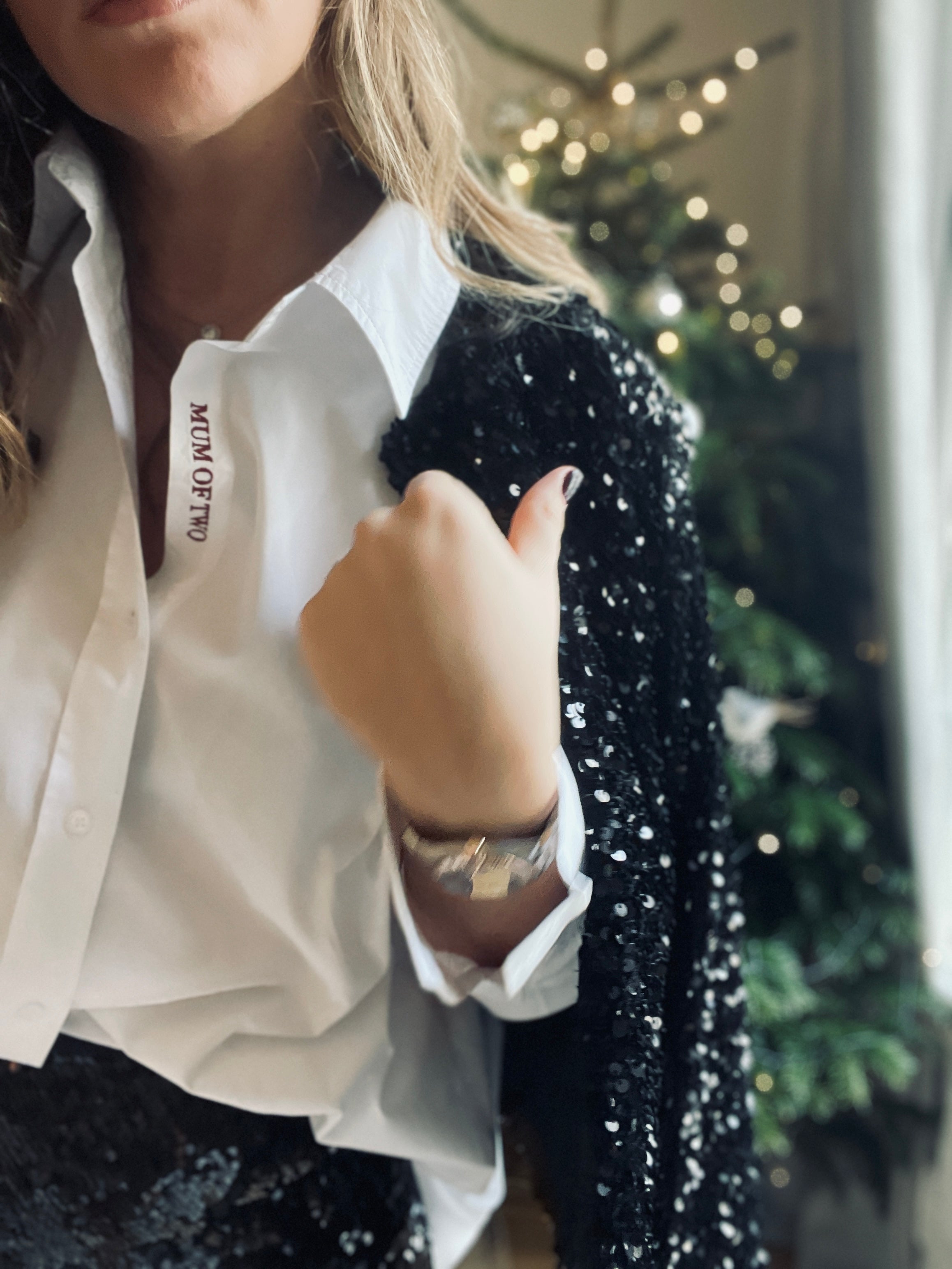 CHEMISE BRODÉE ROUGE BORDEAUX MUM OF