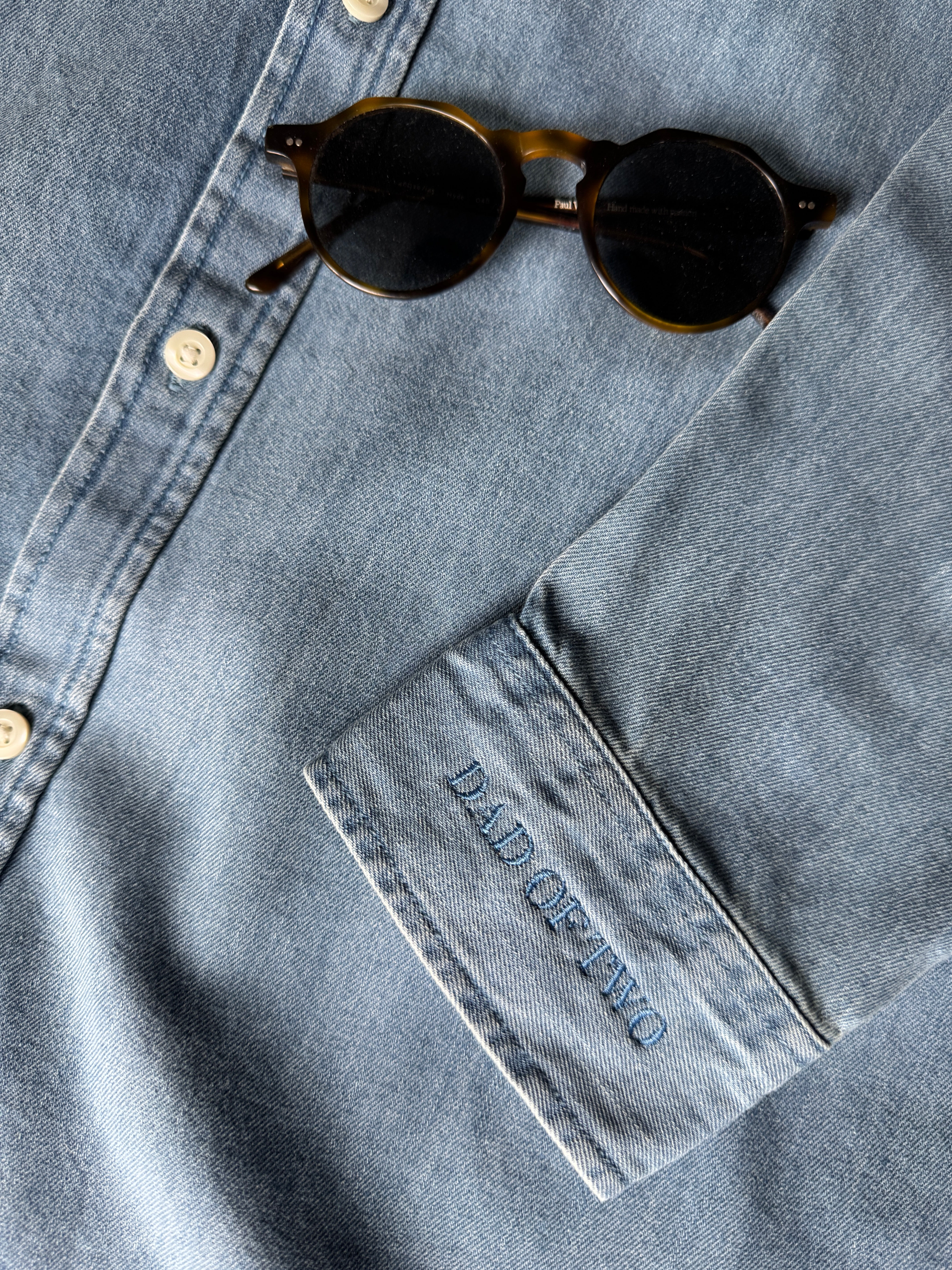 DAD OF RED EMBROIDERED DARK DENIM SHIRT