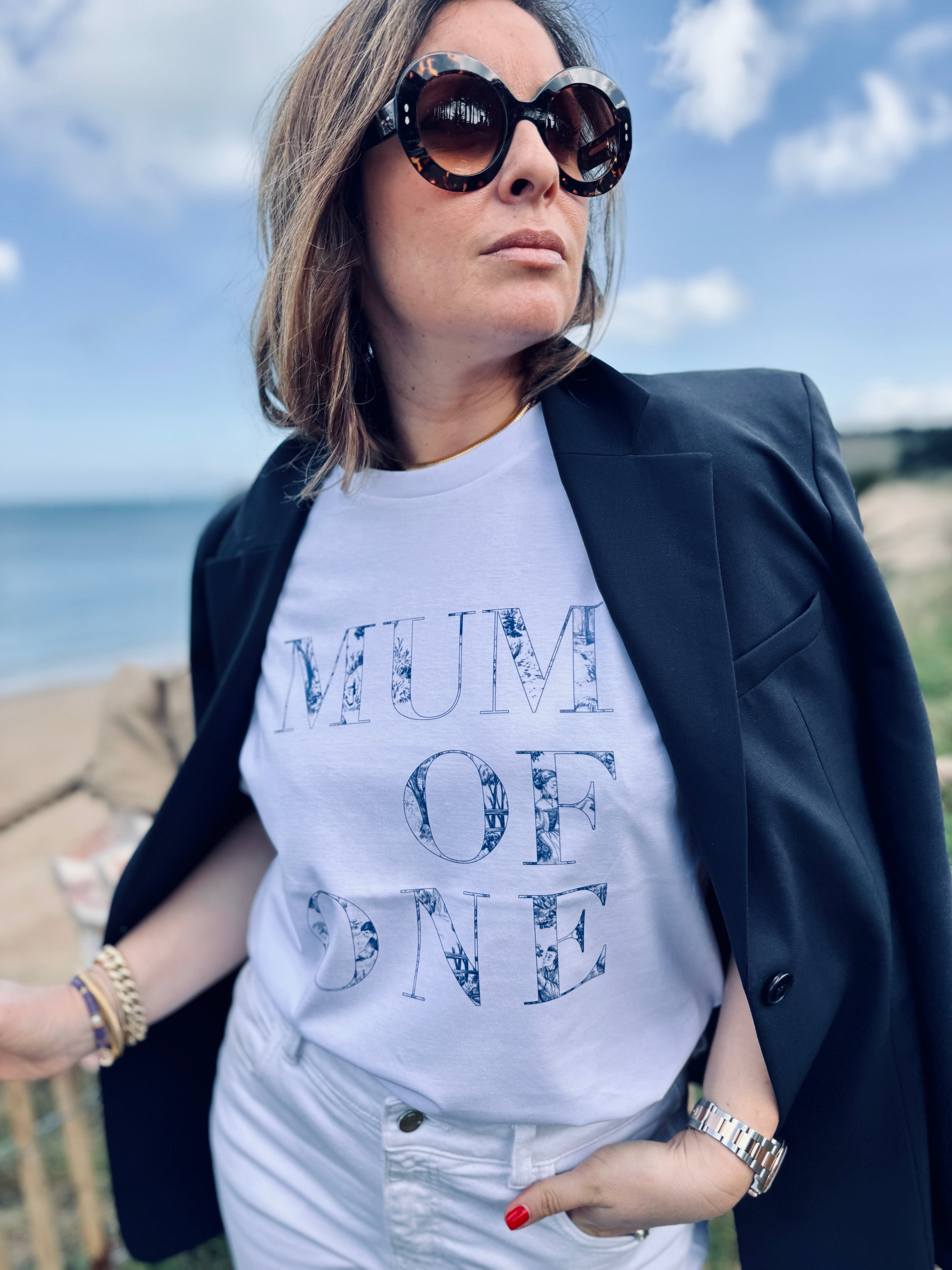 TOILE DE JOUY BLUE inspired T-SHIRT MUM OF ONE, TWO, THREE...