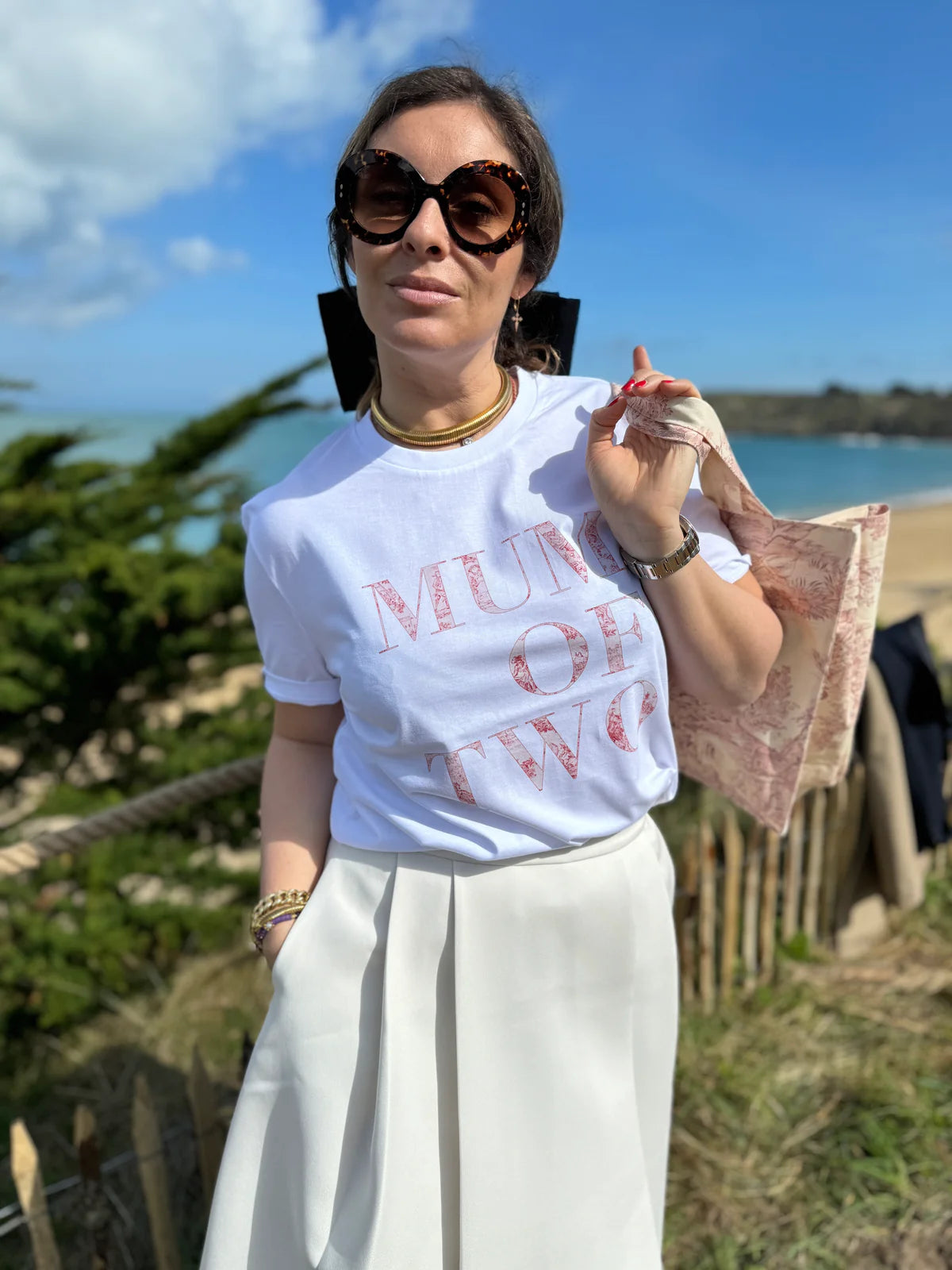A T-Shirt MUM OF TWO Toile de Jouy Rose