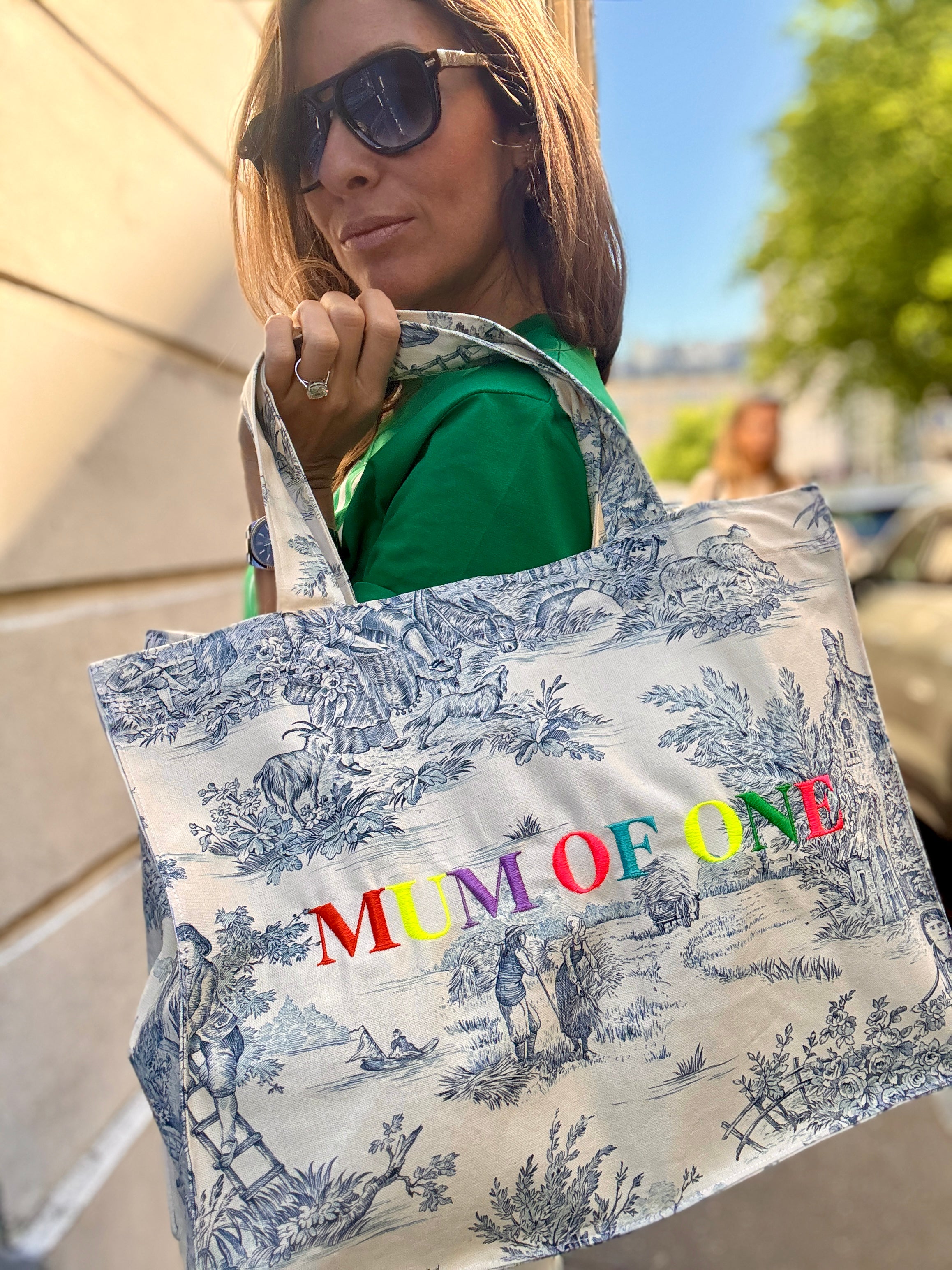 DAILY BAG BLEU BRODÉ RAINBOW