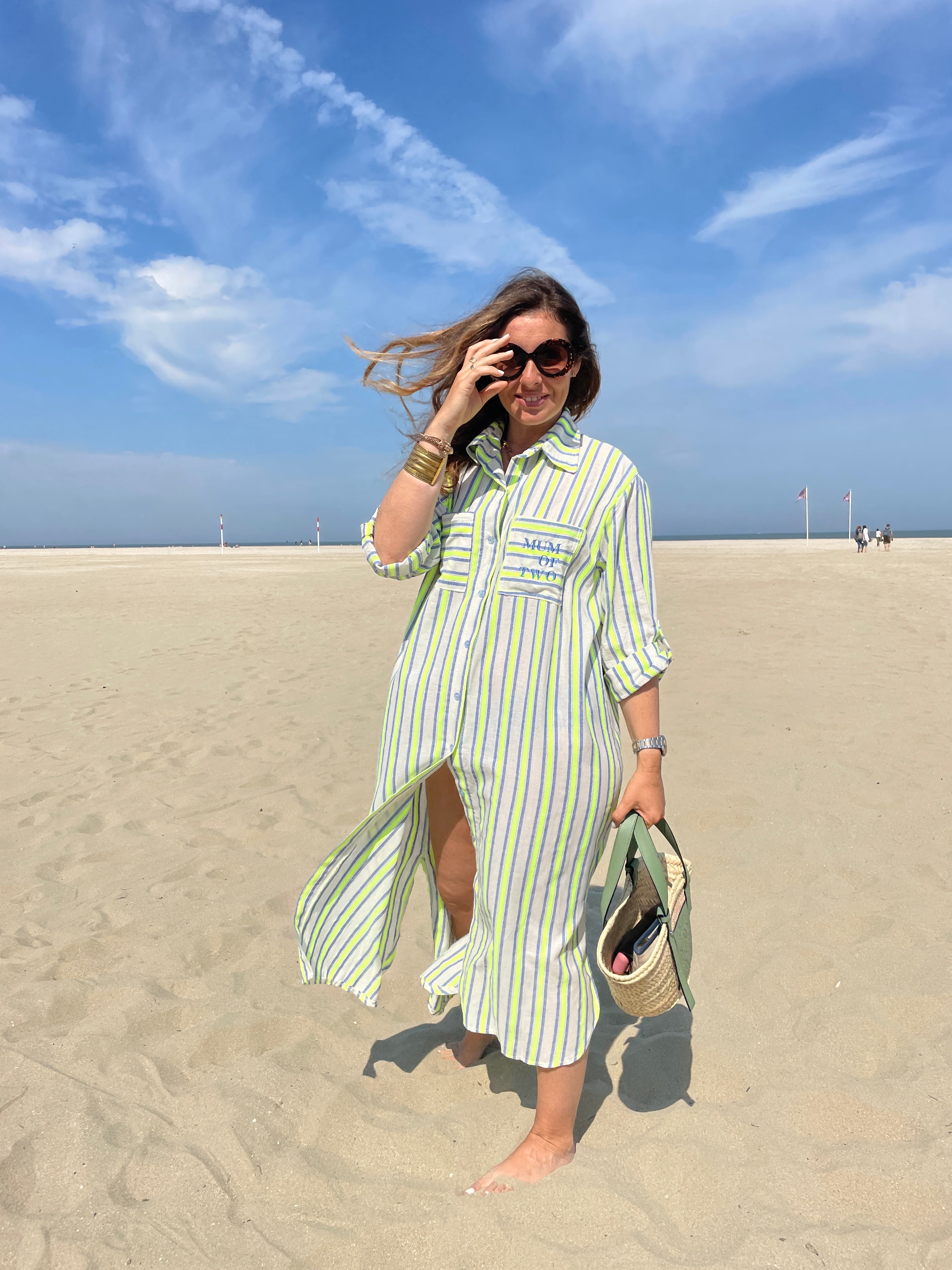 BLUE & GREEN STRIPED DRESS
