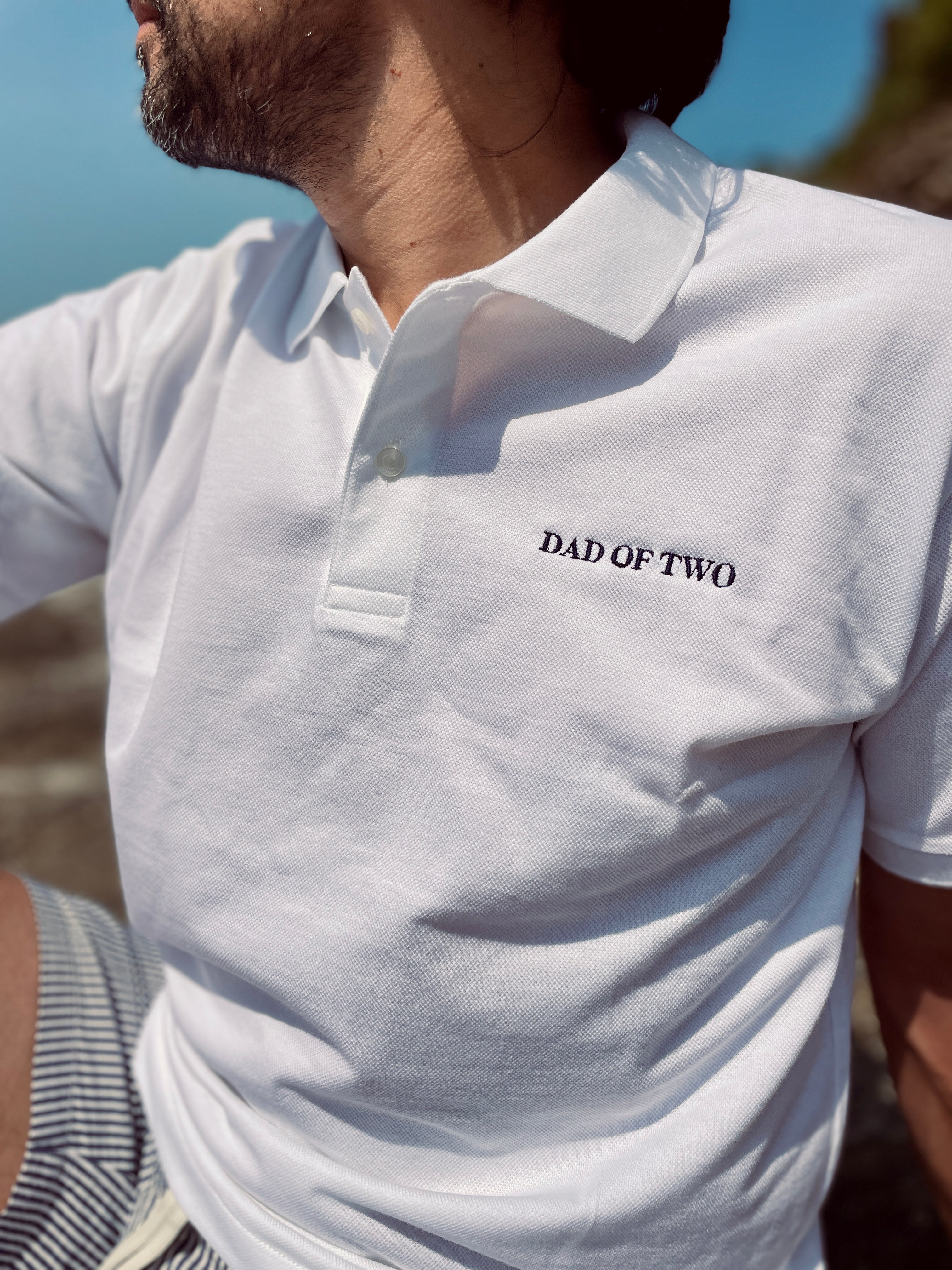 DAD OF WHITE POLO SHIRT