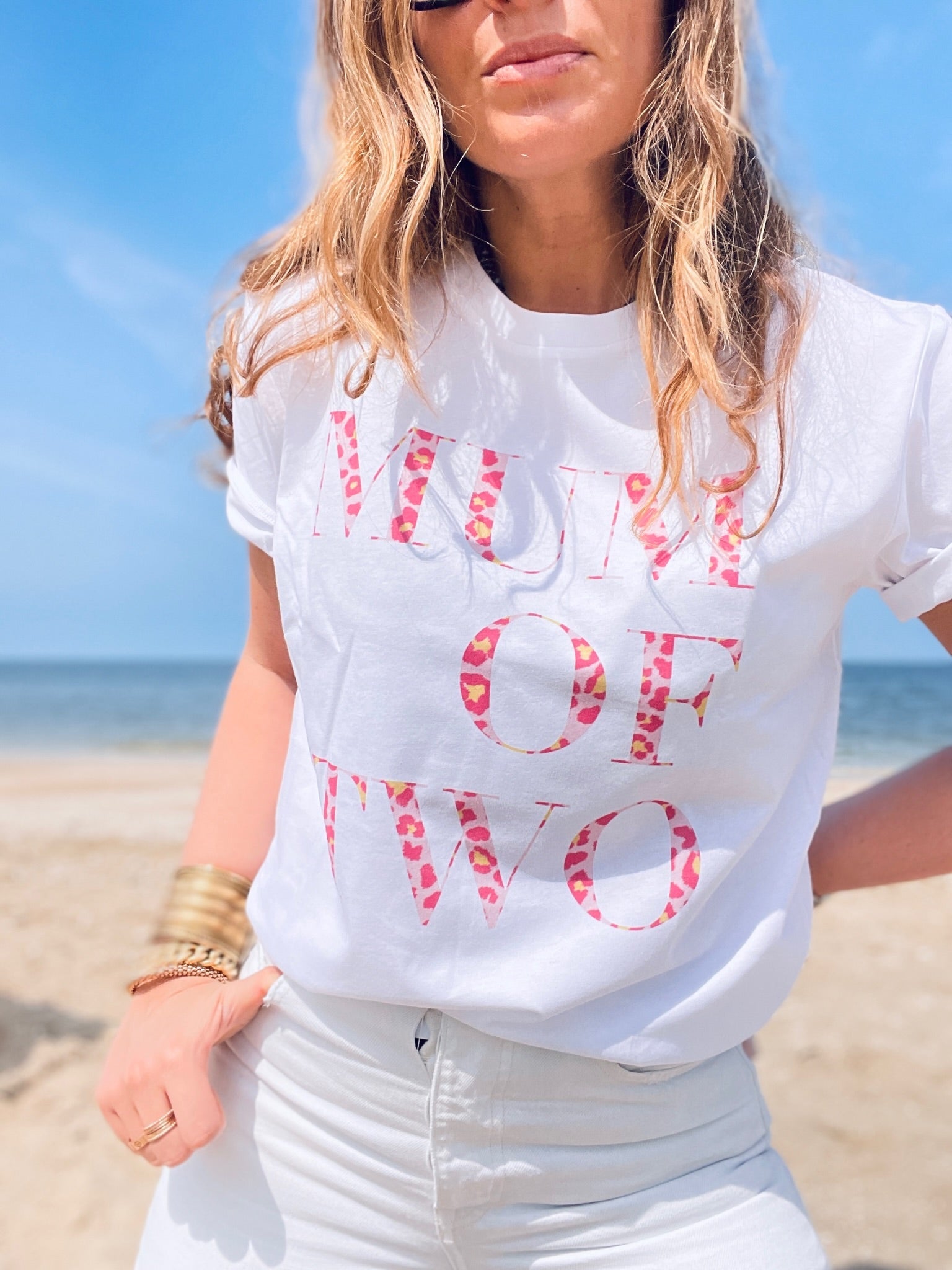 A T-Shirt MUM OF TWO LÉOPARD ROSE
