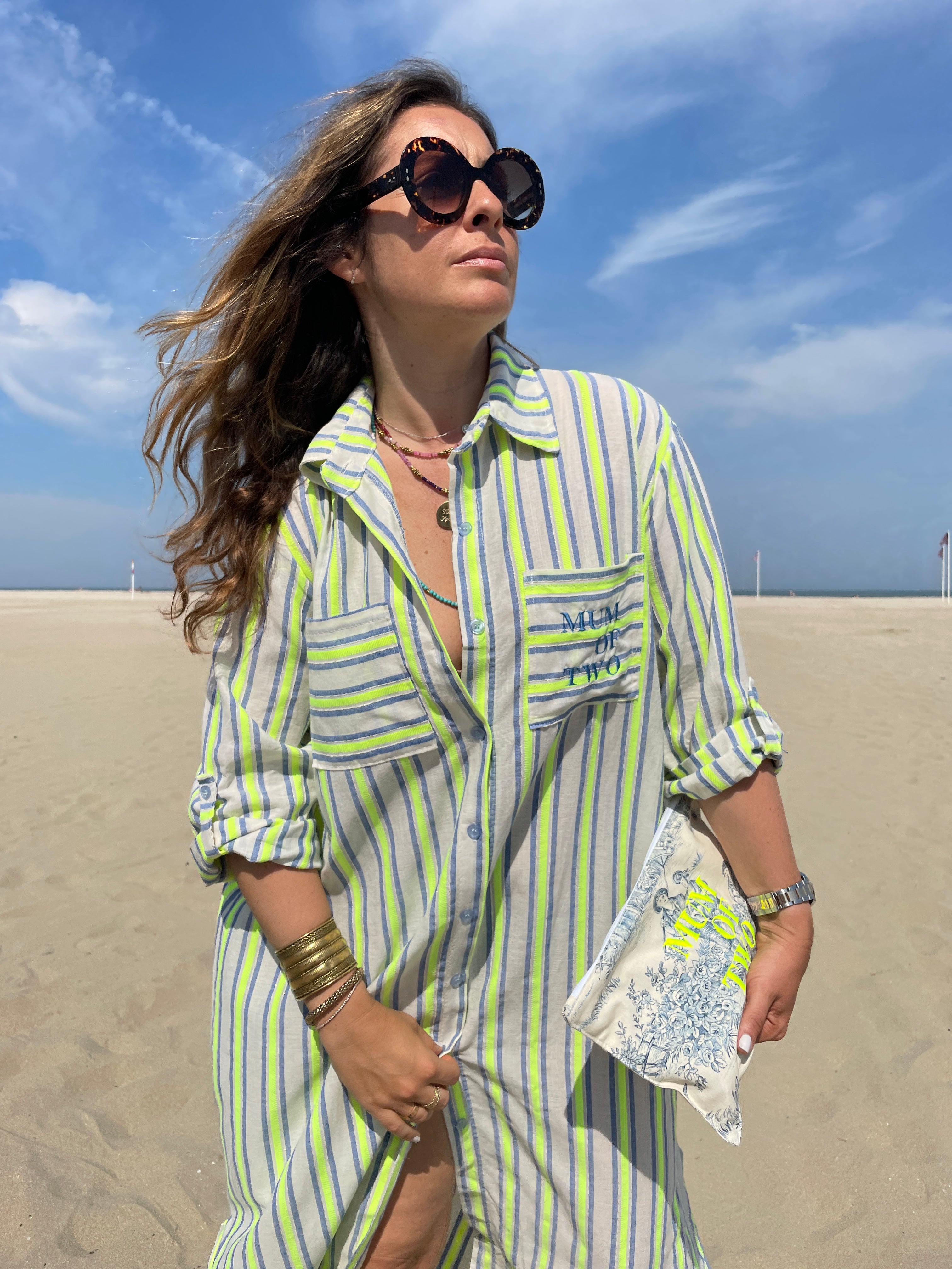 BLUE & GREEN STRIPED DRESS