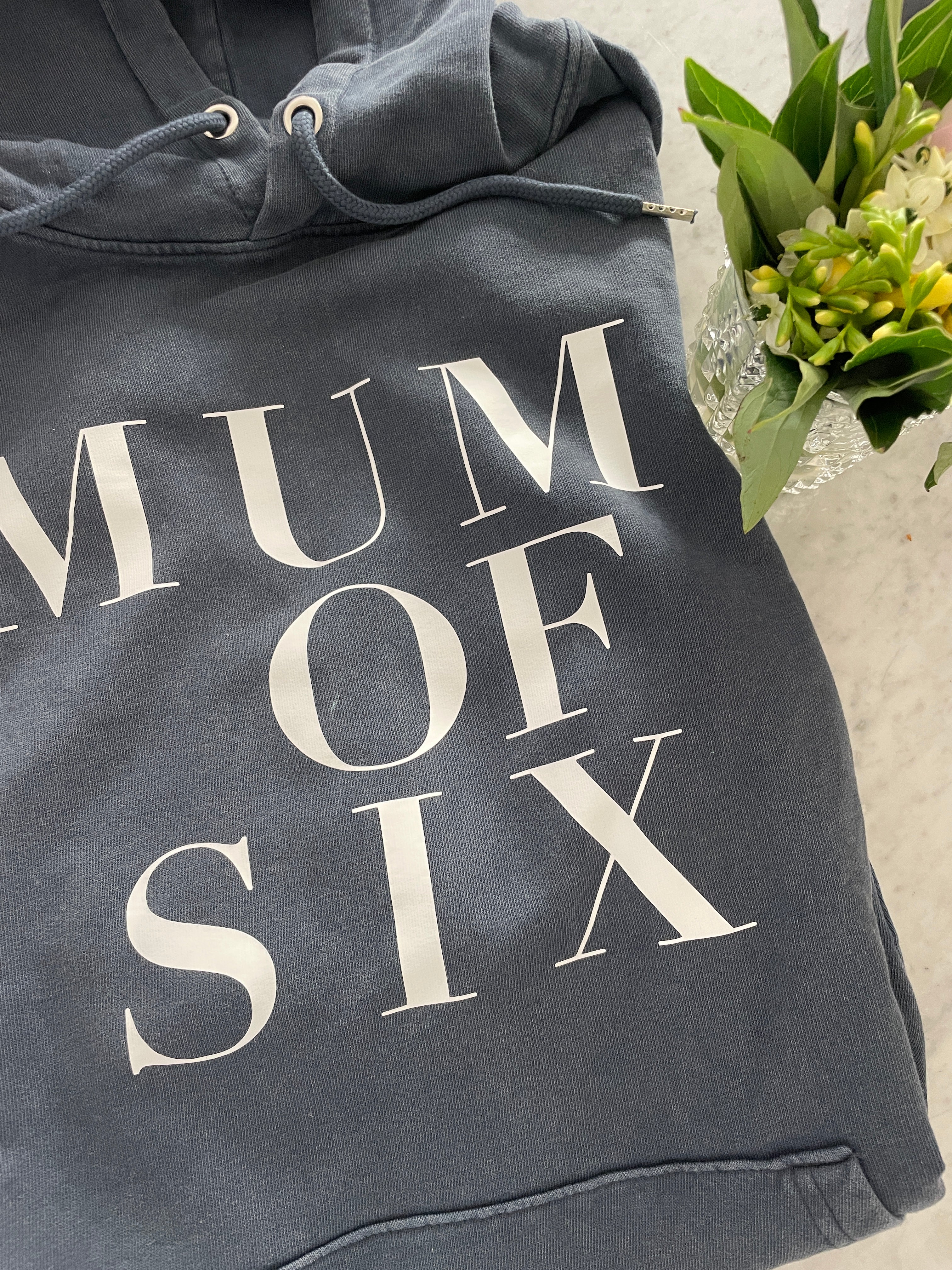 A MUM OF SIX ANTHRACITE GRAY HOODIE