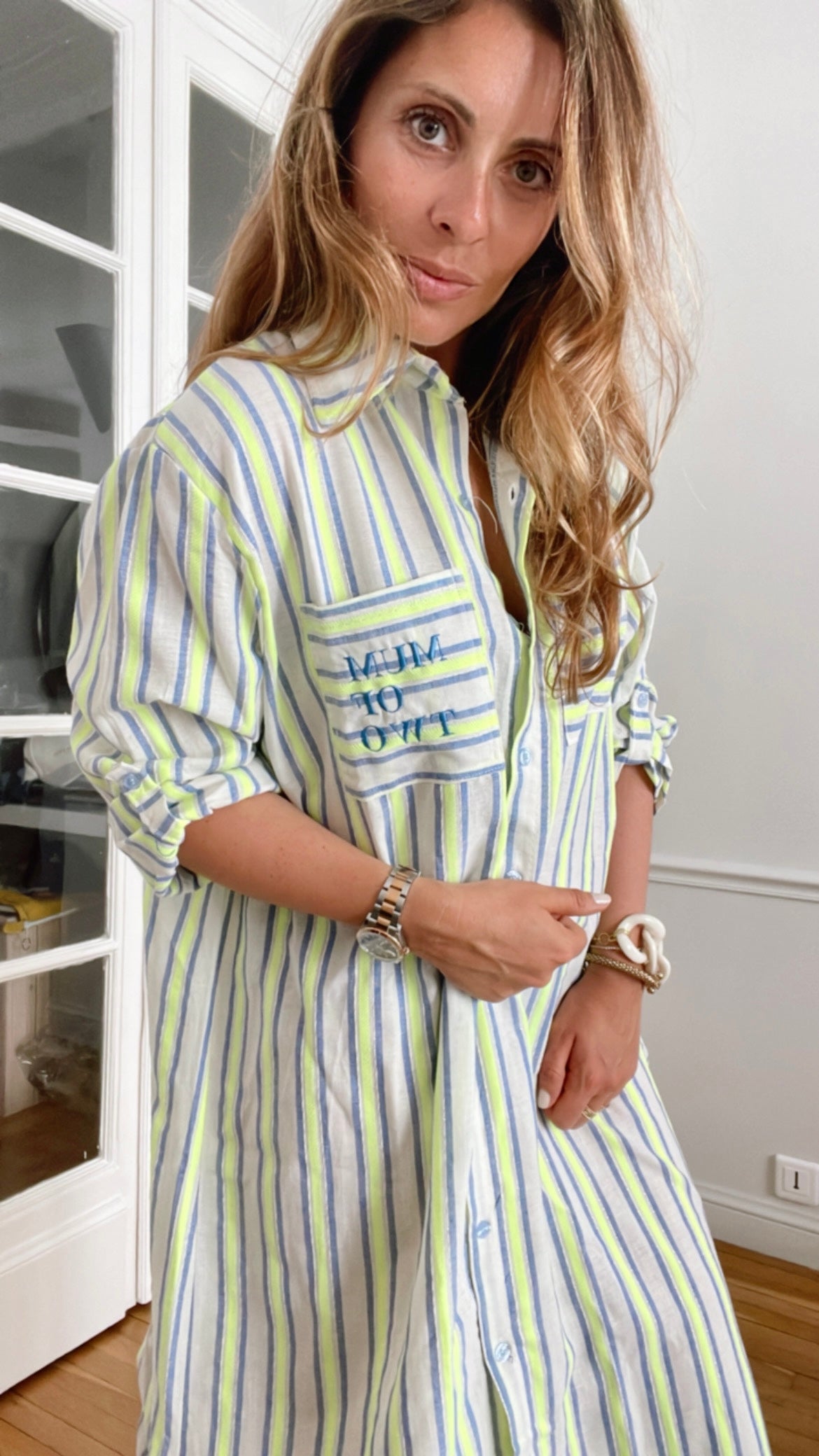 BLUE & GREEN STRIPED DRESS