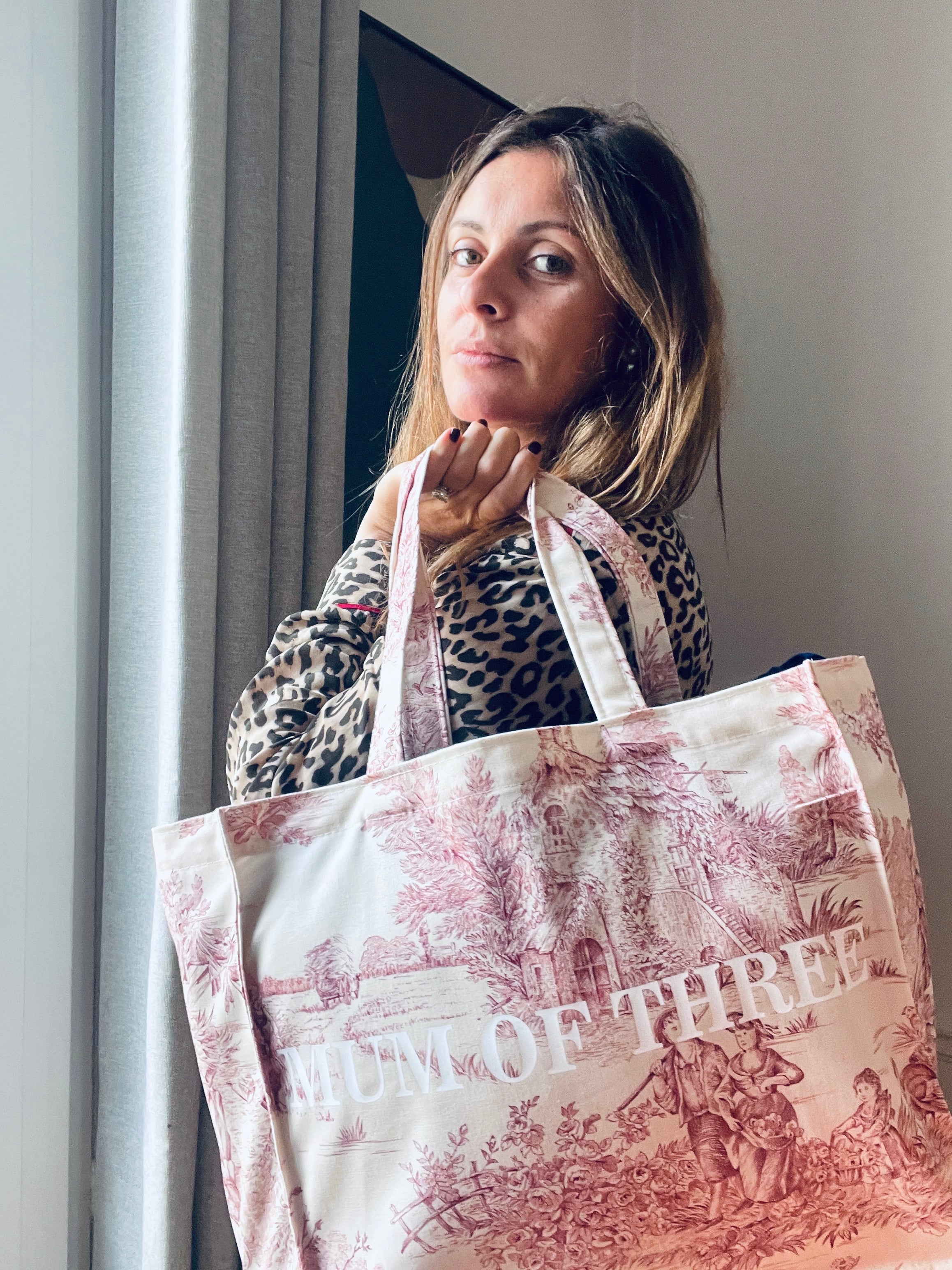 DAILY TOTE PINK WHITE PRINT