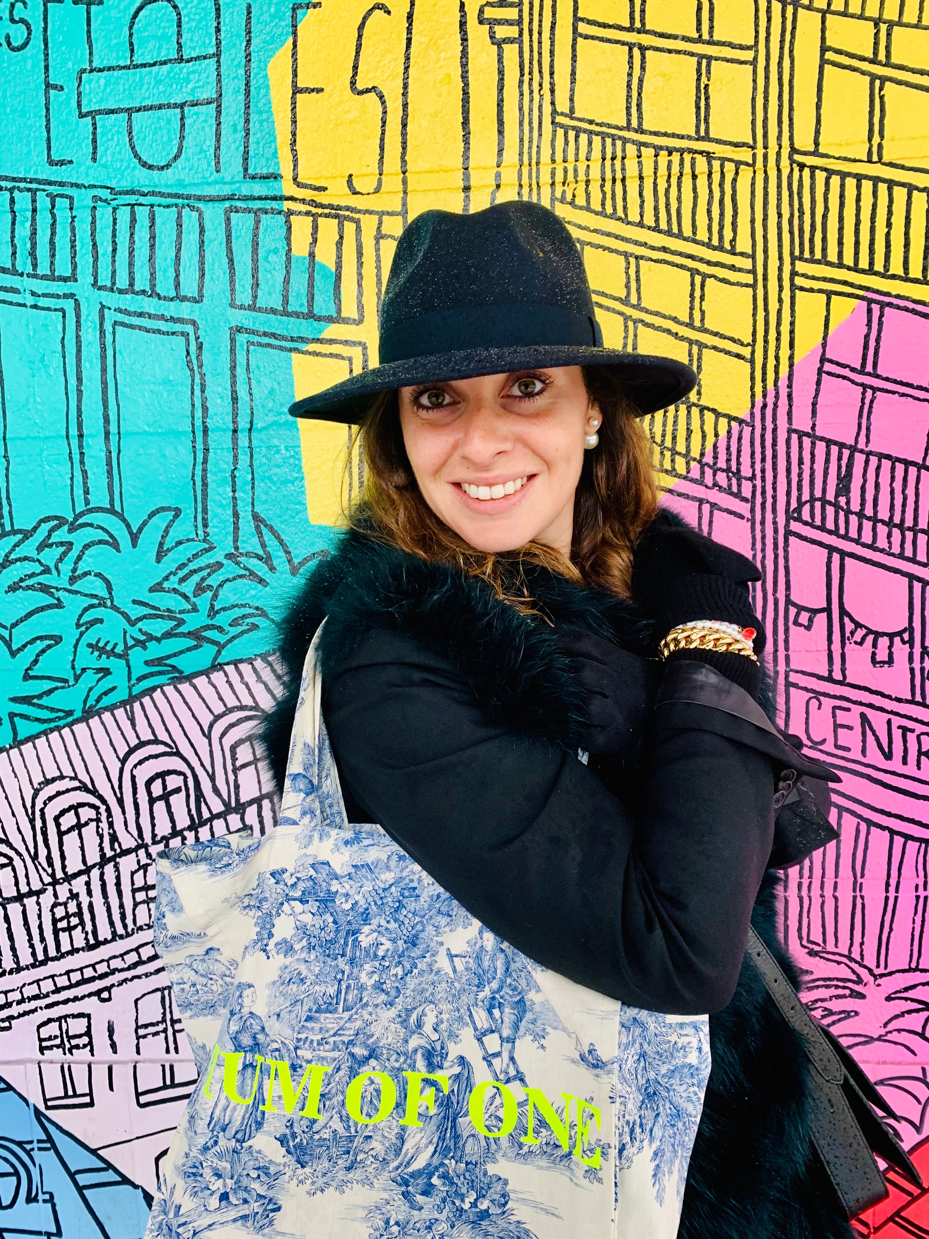 DAILY BAG BLEU IMPRIMÉ JAUNE FLUO