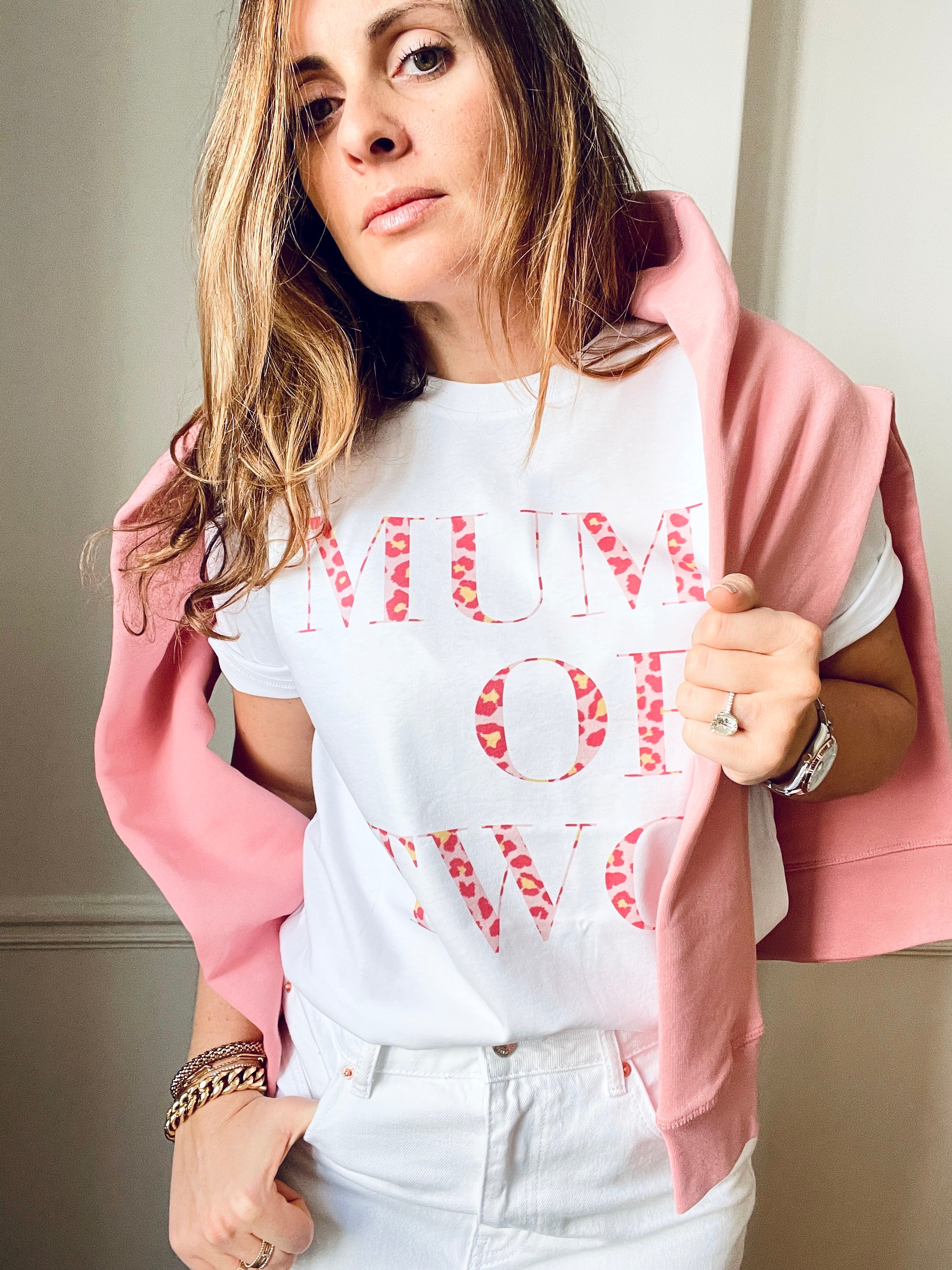 T-SHIRT LÉOPARD ROSE MUM OF ONE, TWO, THREE...