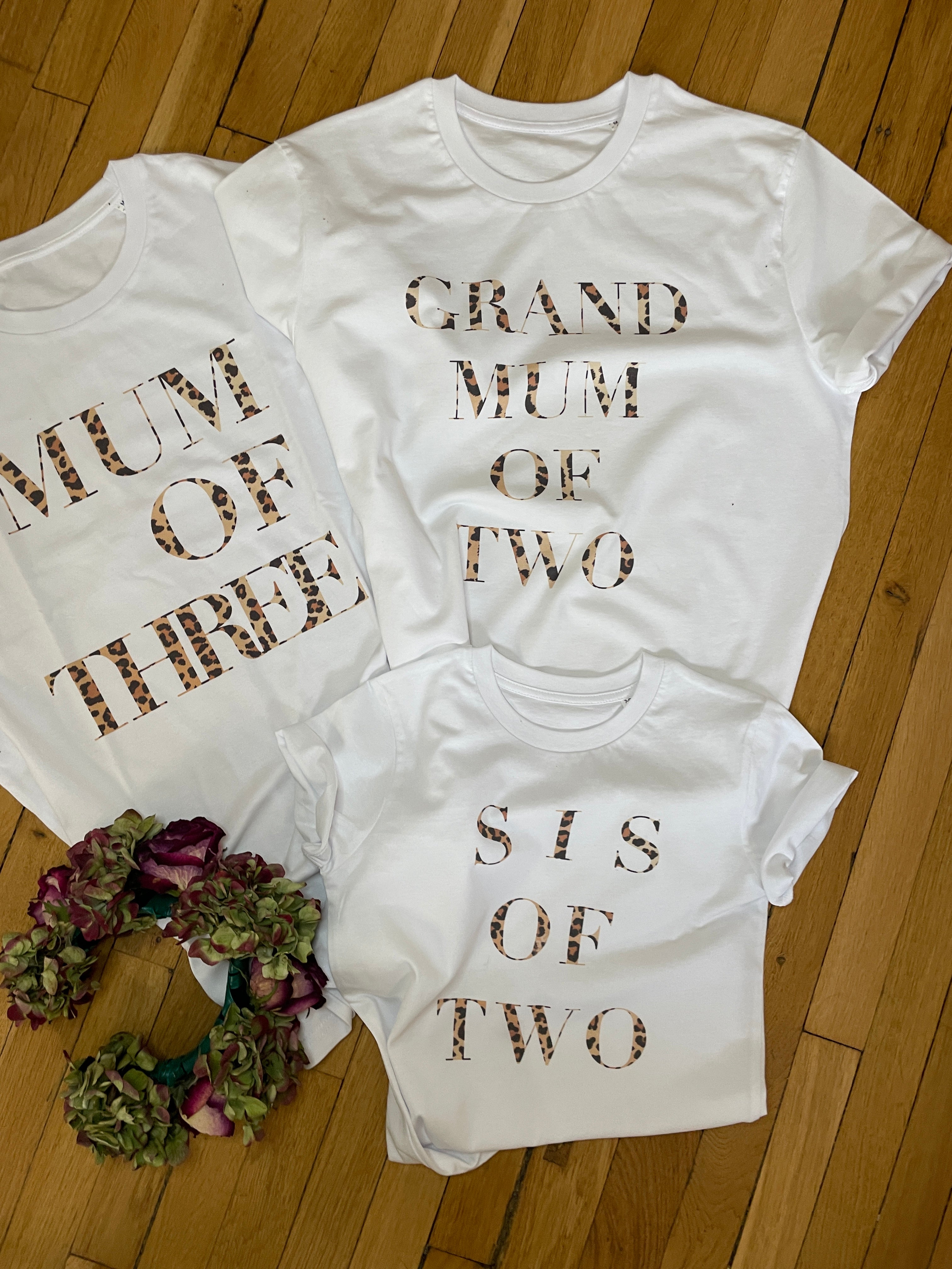 T-SHIRT LÉOPARD GRANDMUM OF ONE, TWO, THREE...