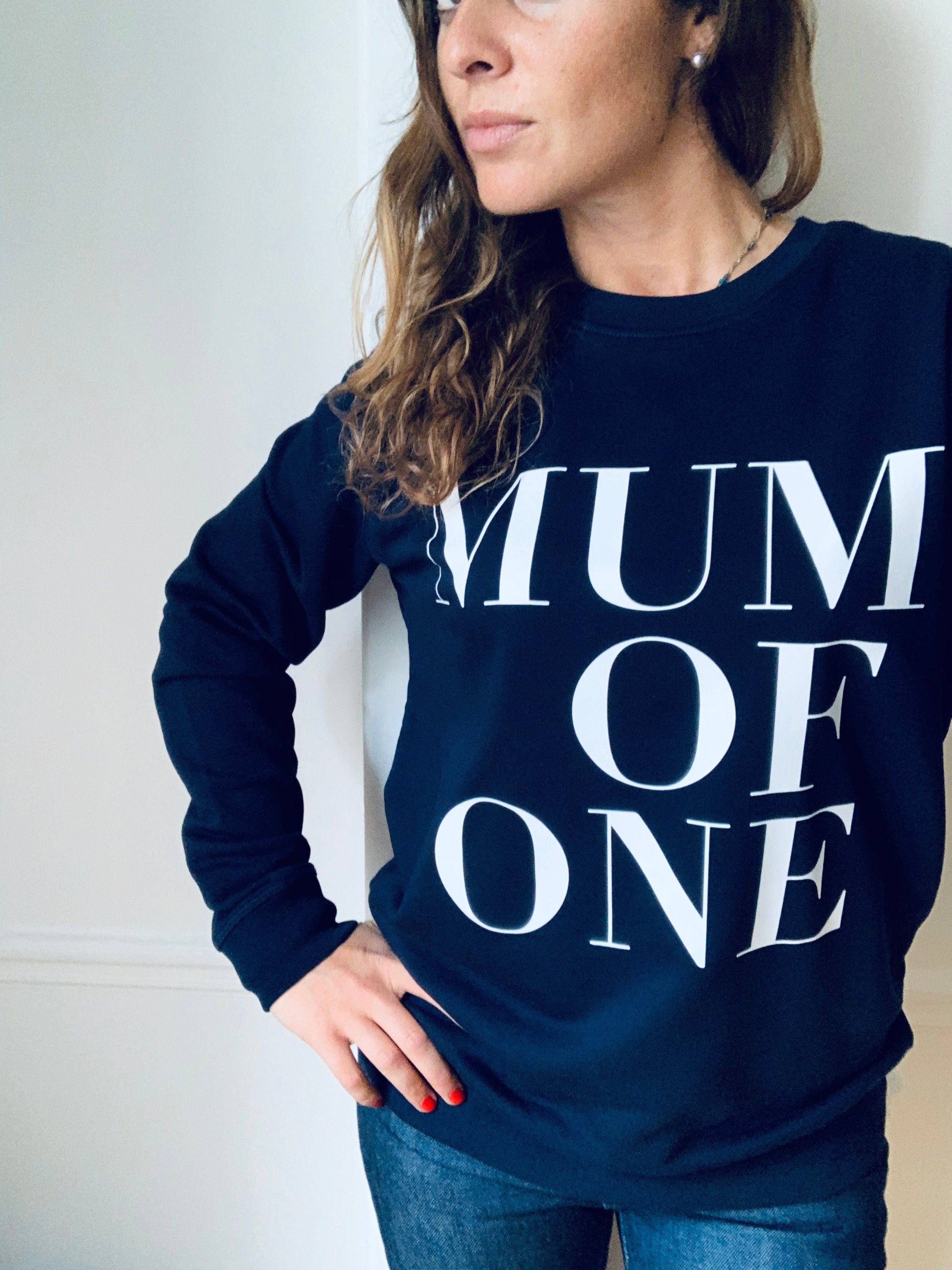 SWEAT-SHIRT BLEU MARINE MUM OF ONE, MUM OF TWO, THREE...