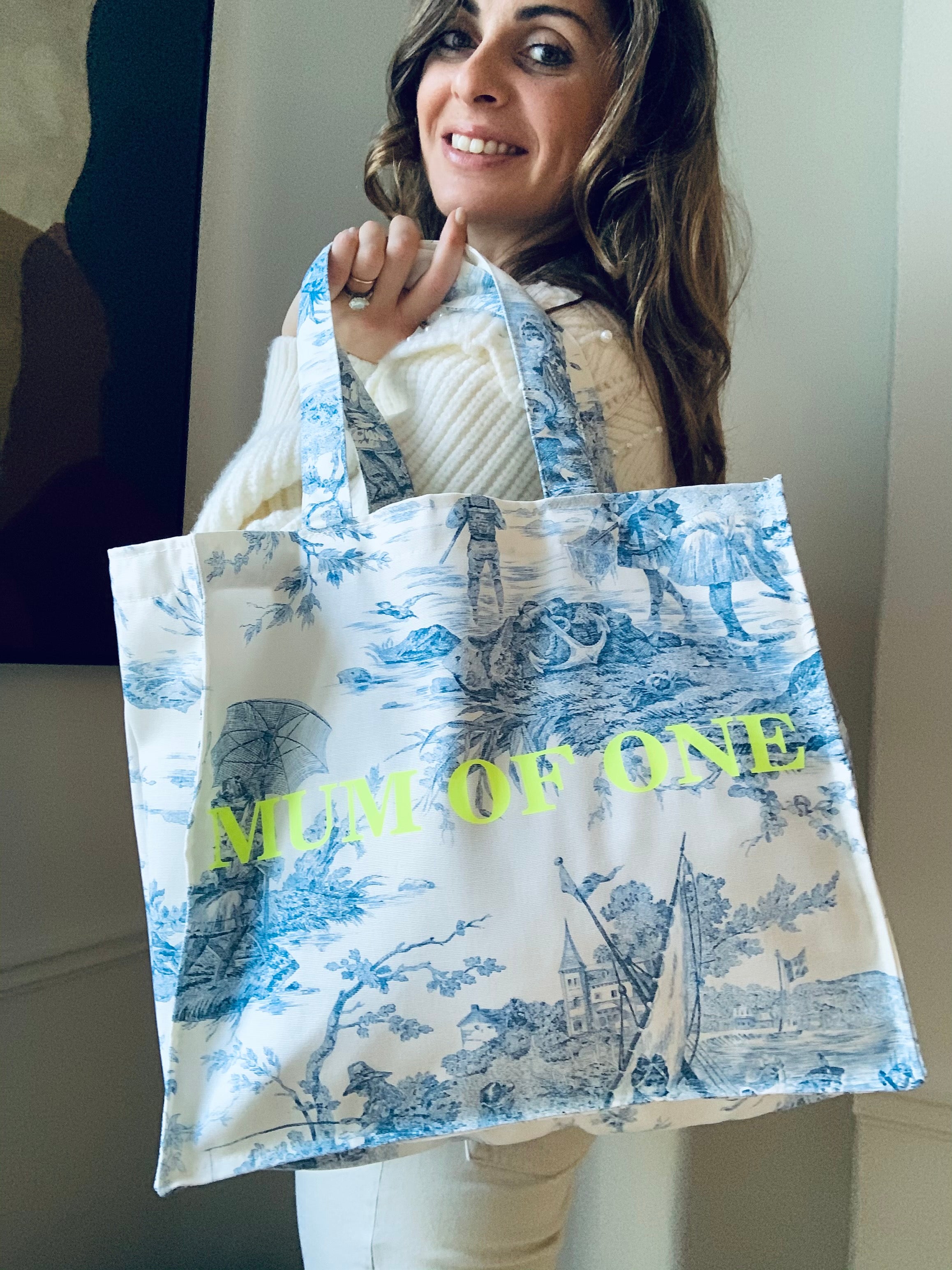 DAILY BAG BLEU IMPRIMÉ JAUNE FLUO