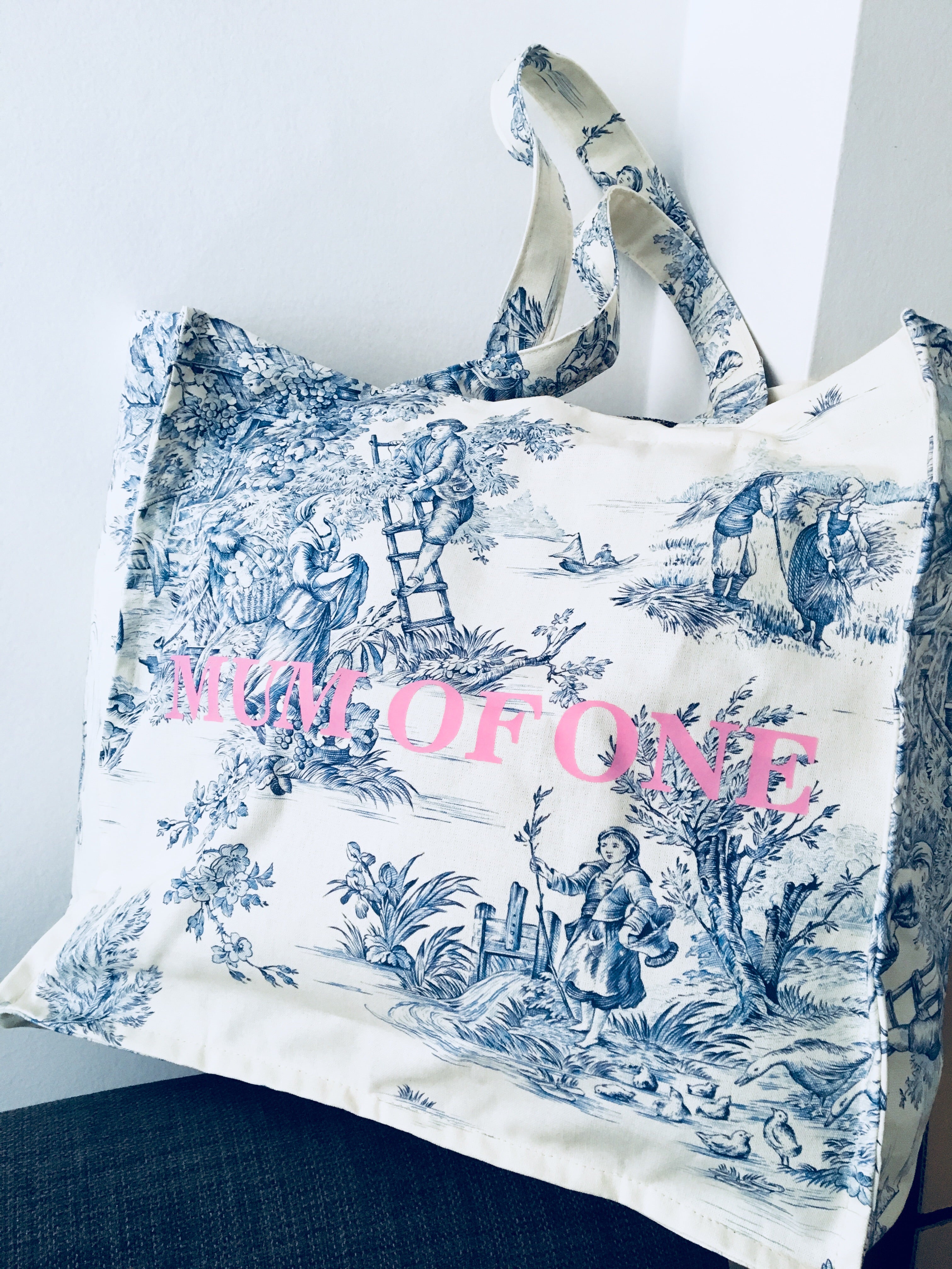 DAILY BAG BLEU IMPRIMÉ ROSE