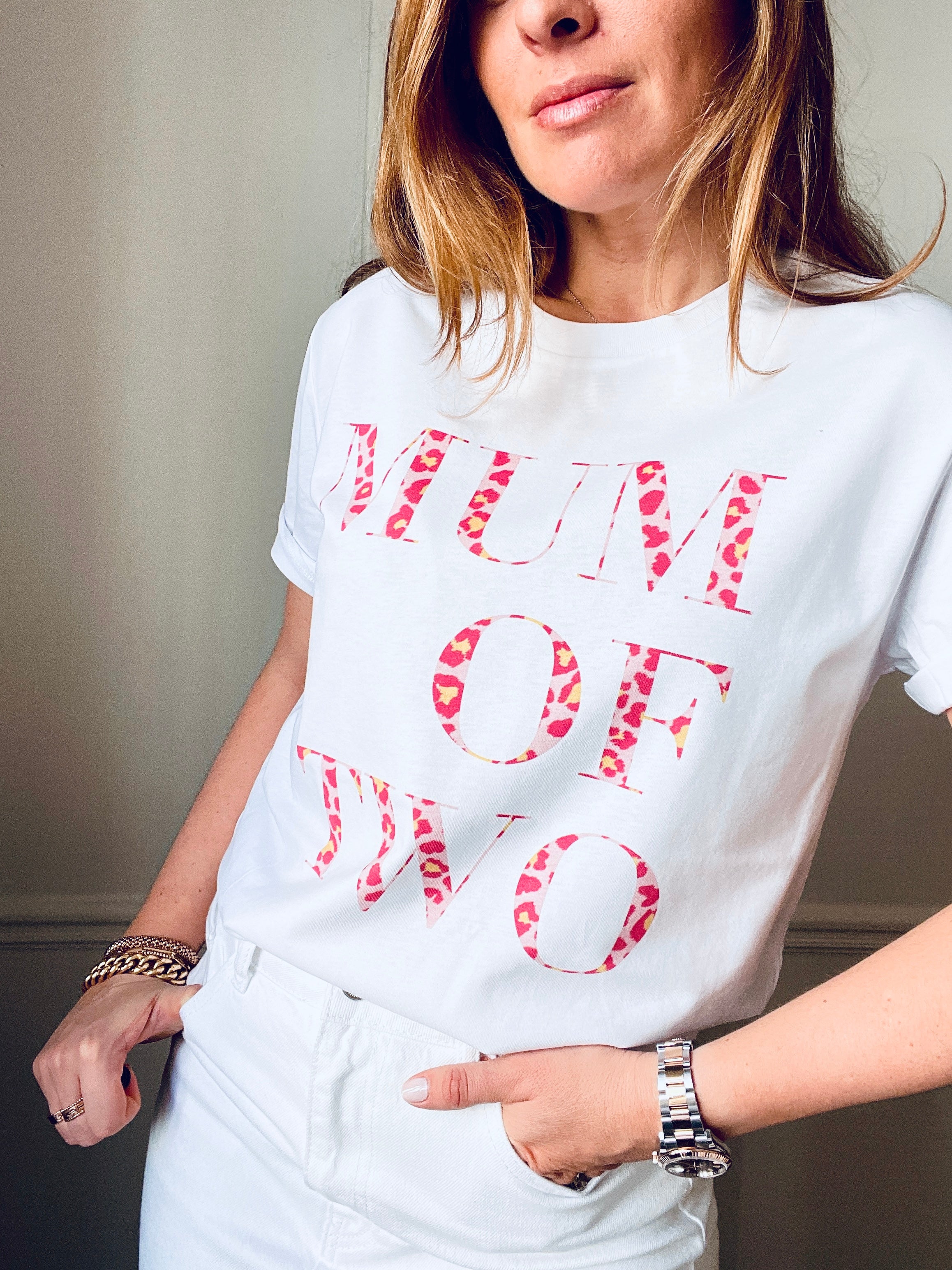 T-SHIRT LÉOPARD ROSE MUM OF ONE, TWO, THREE...