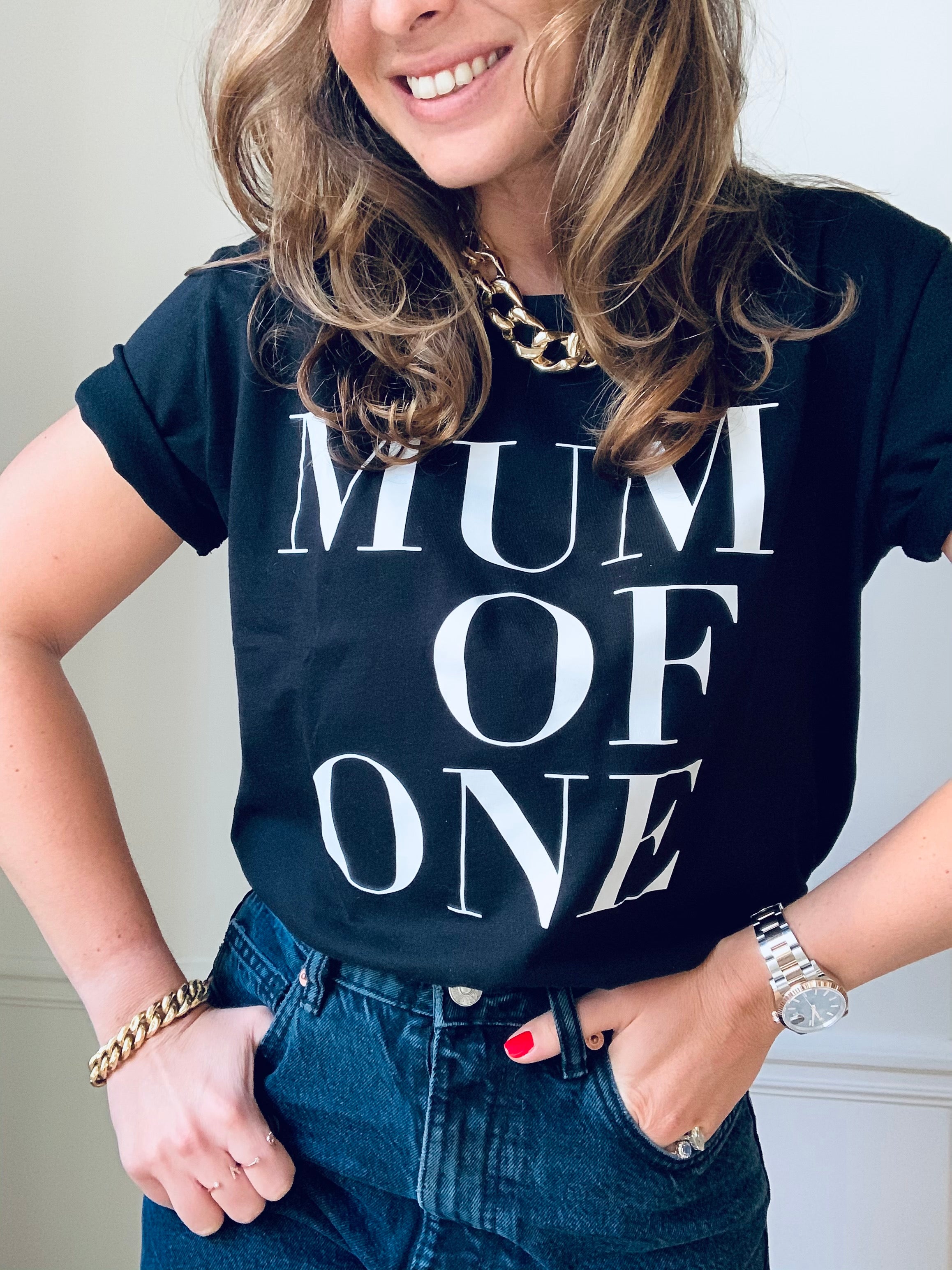 T-SHIRT NOIR MUM OF ONE, MUM OF TWO, THREE, FOUR...