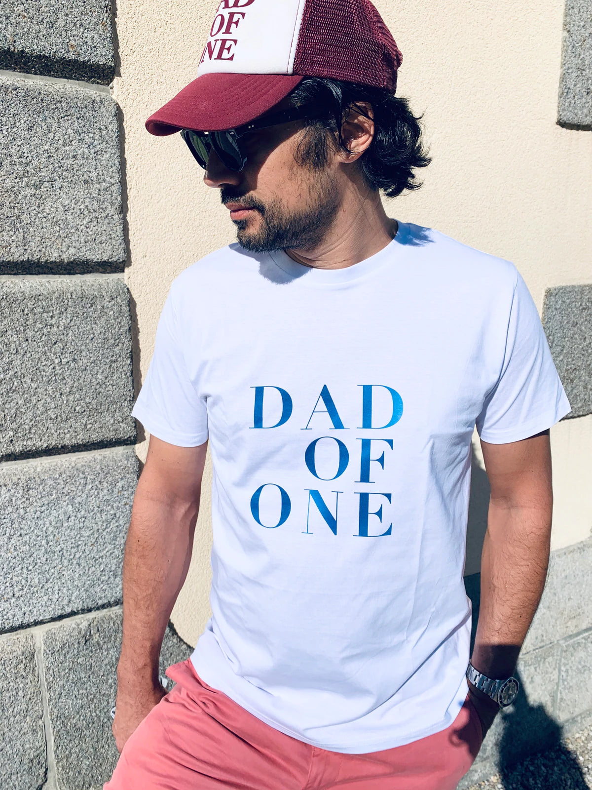 A T Shirt BLEU DAD OF TWO