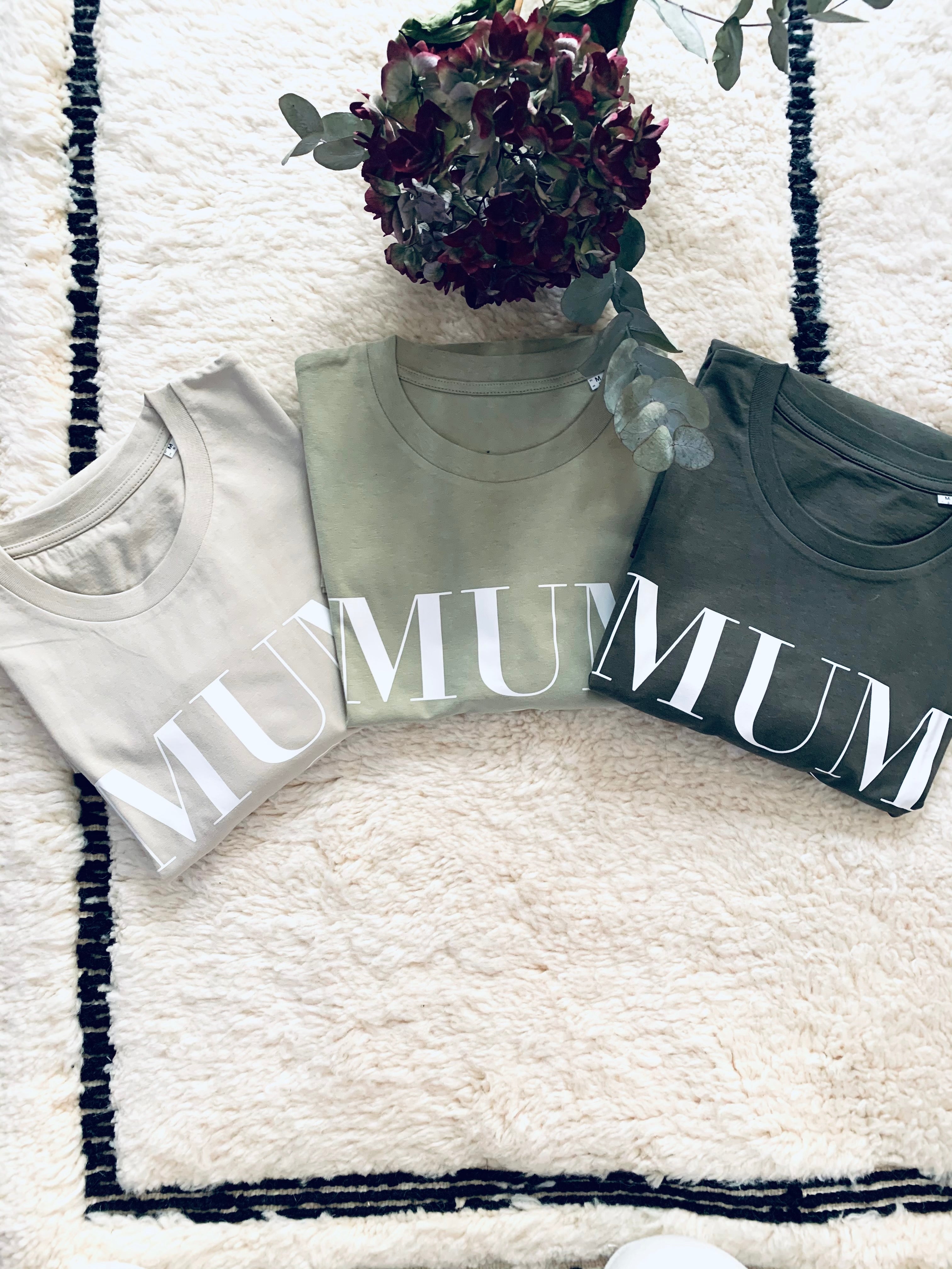 KHAKI T-SHIRT MUM OF ONE, MUM OF TWO, MUM OF THREE, MUM OF FOUR...