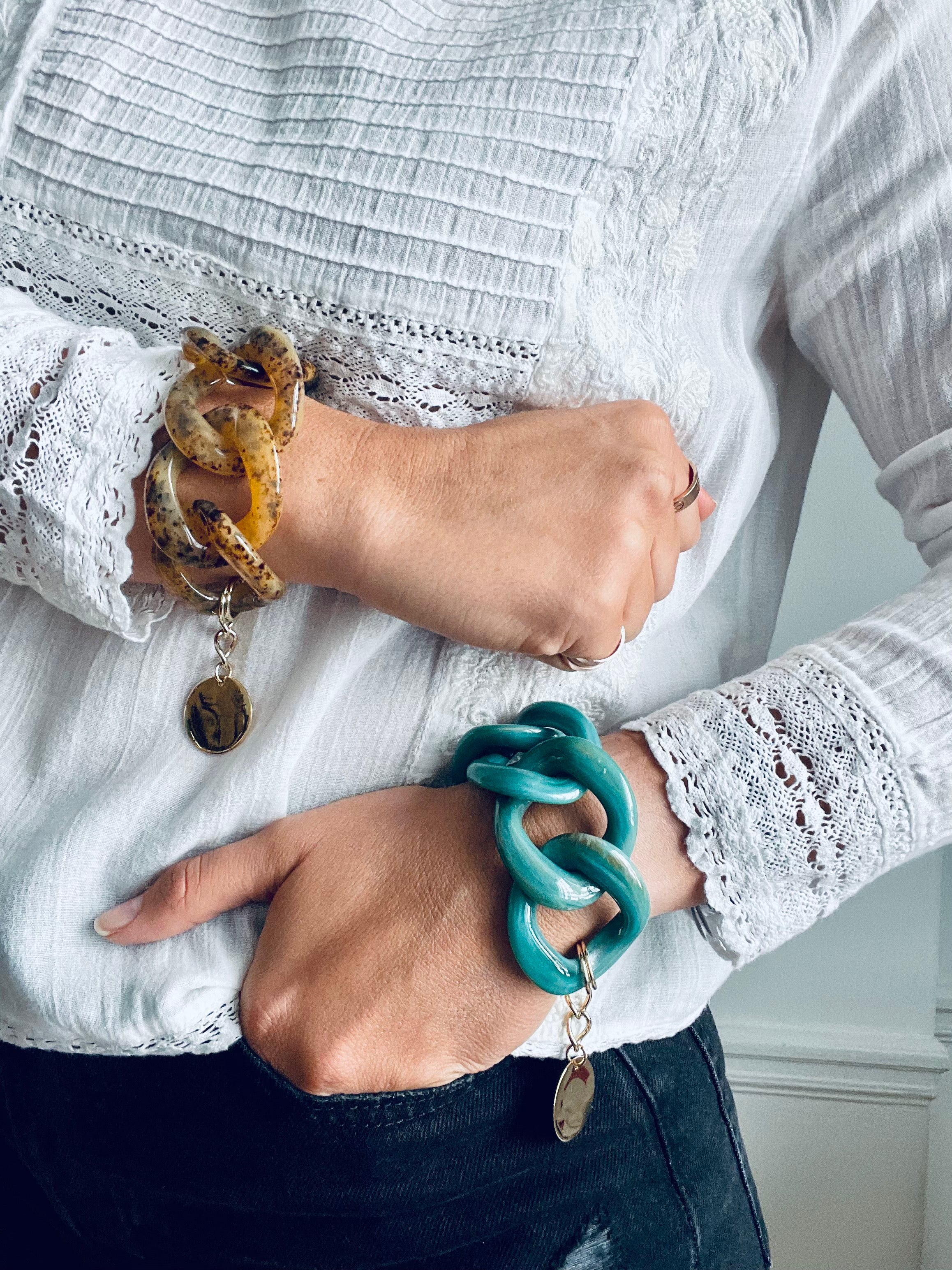 BRACELET CARLOTA TURQUOISE X MÉDAILLE GRAVÉE