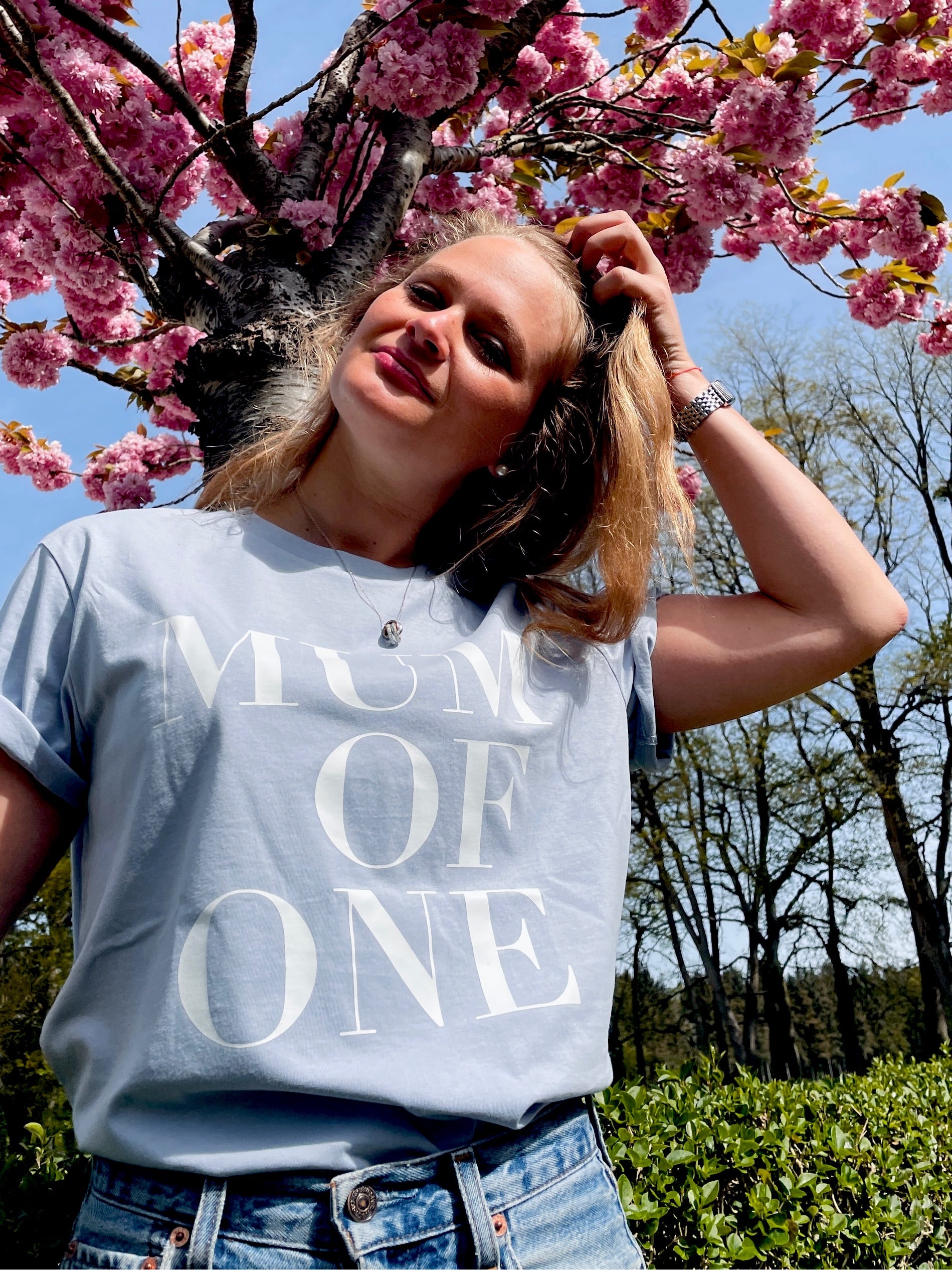PASTEL BLUE T-SHIRT MUM OF ONE, MUM OF TWO, MUM OF THREE, MUM OF FOUR...