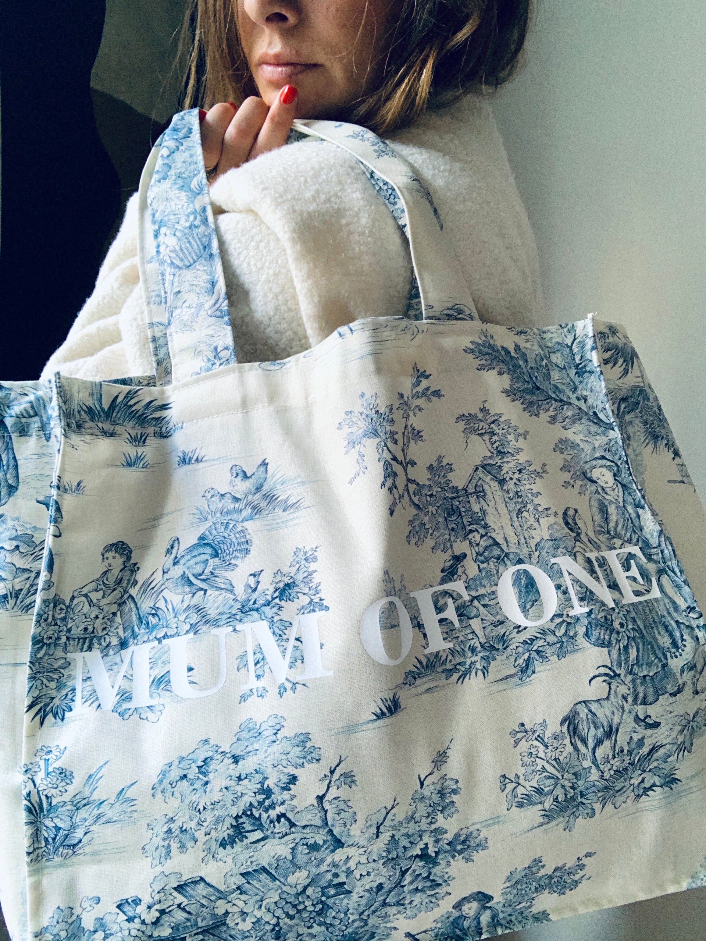 DAILY BAG BLEU IMPRIMÉ BLANC