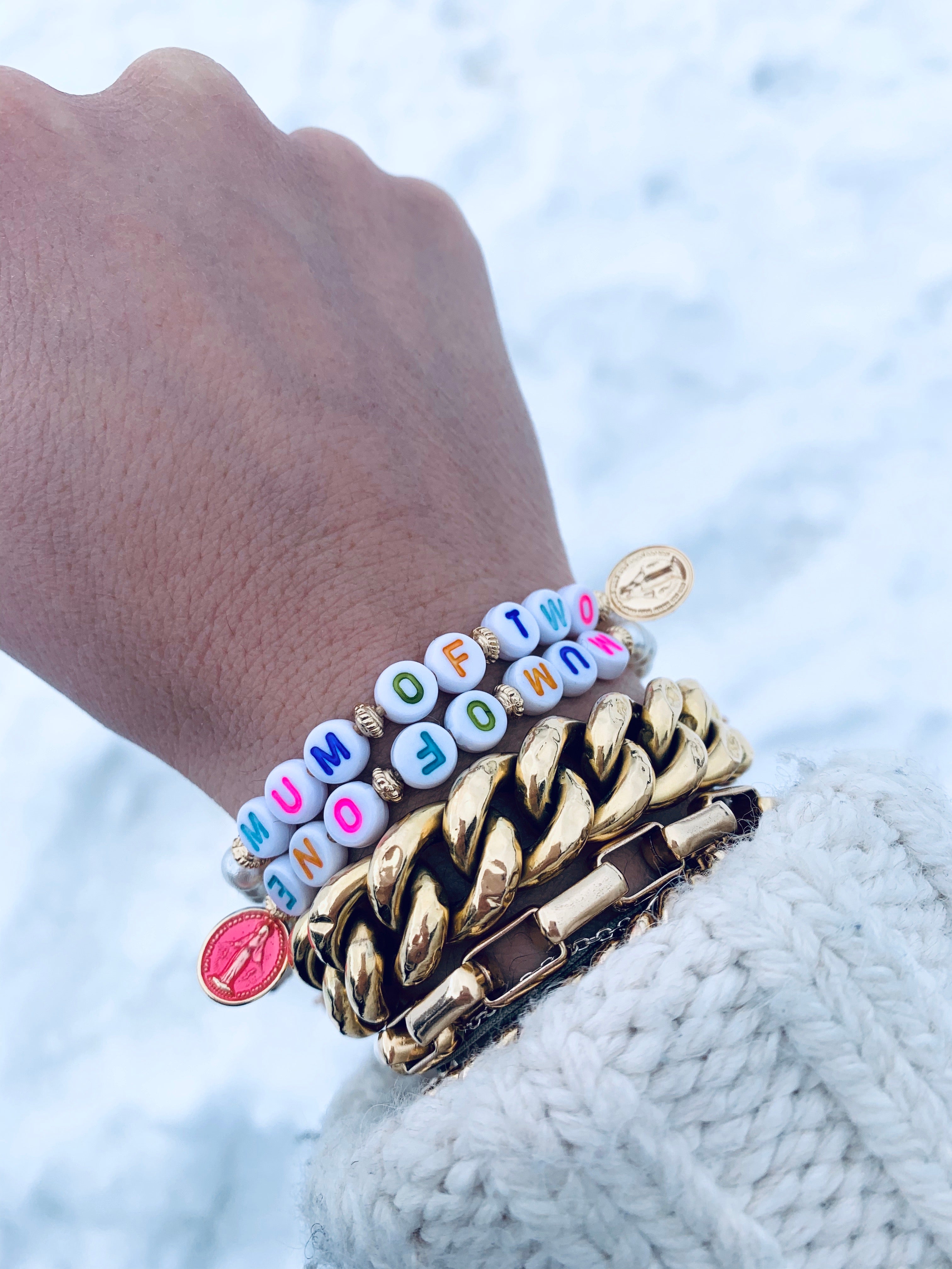 BRACELET PERLES : MUM OF ONE, MUM OF TWO, MUM OF THREE, FOUR... le