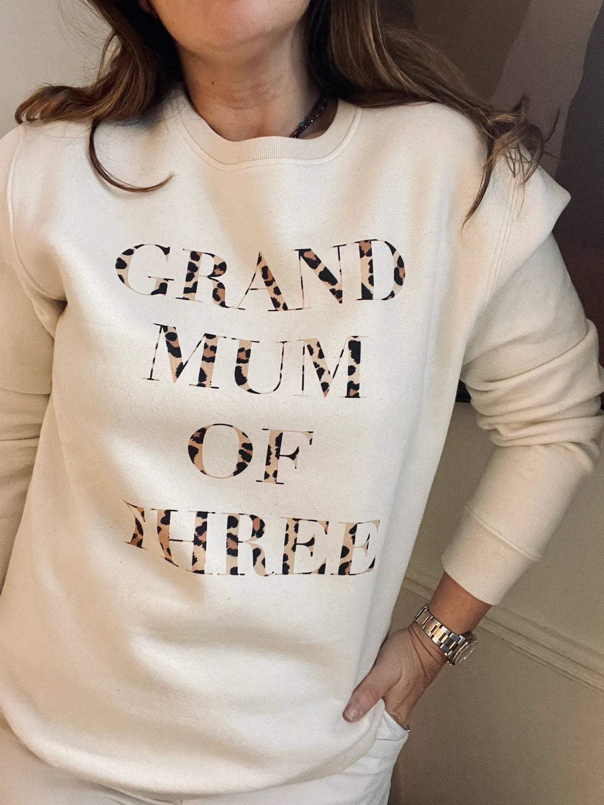 A Sweat-shirt GRAND MUM OF TEN Léopard