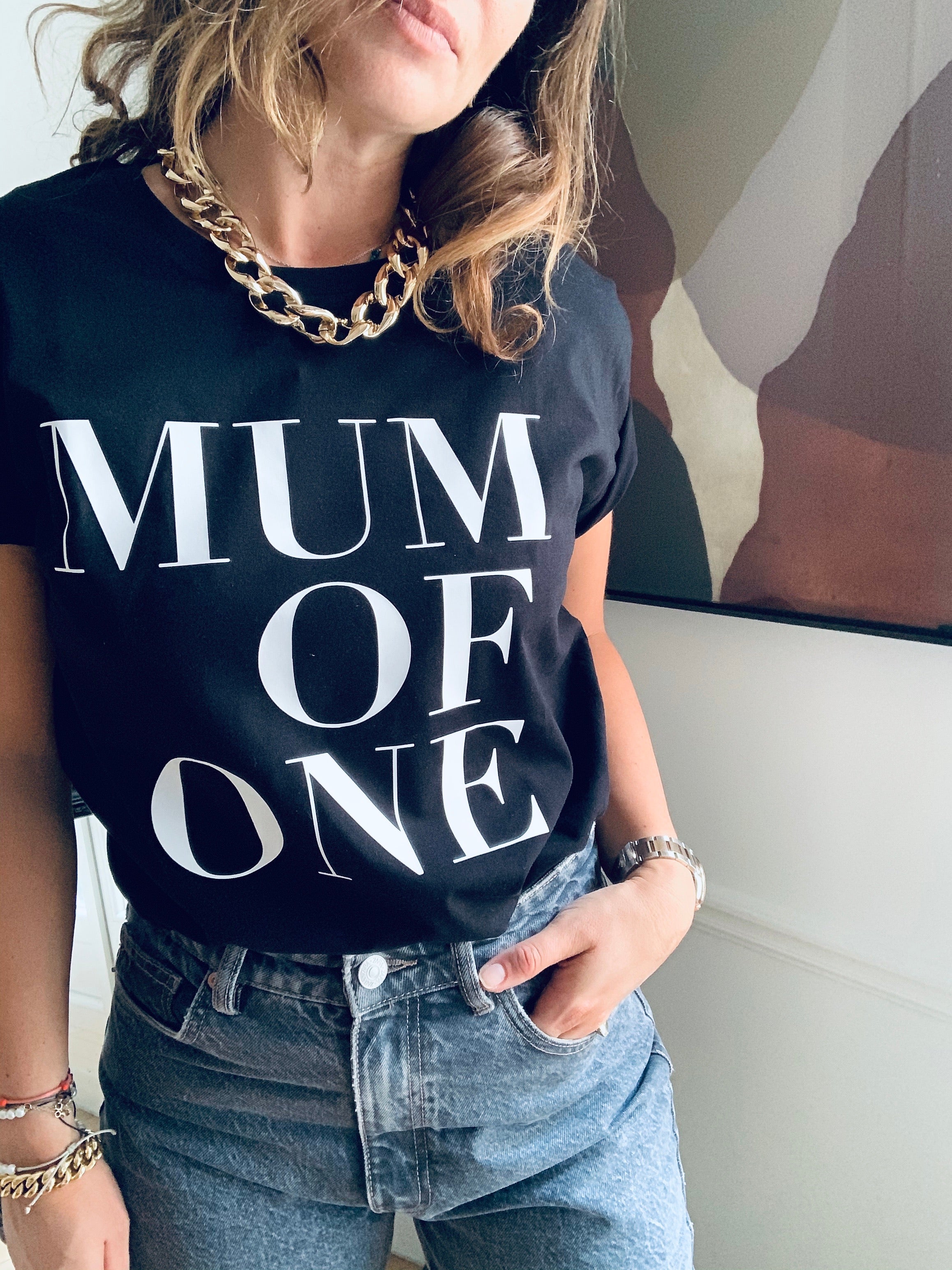 T-SHIRT NOIR MUM OF ONE, MUM OF TWO, THREE, FOUR...