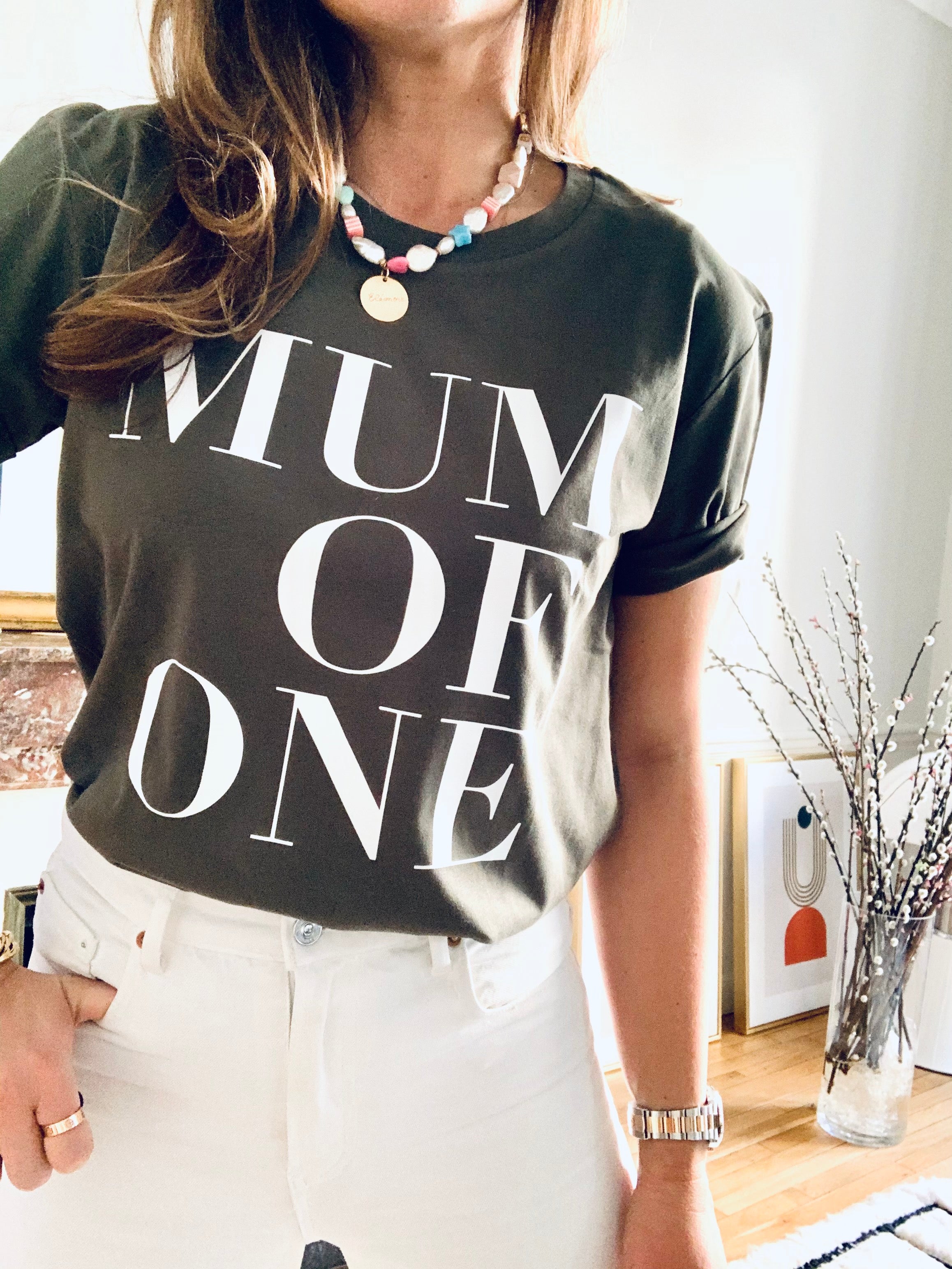 KHAKI T-SHIRT MUM OF ONE, MUM OF TWO, MUM OF THREE, MUM OF FOUR...